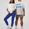 Trust The Process Heavyweight Unisex Oversized Tee - Off White-Electric Indigo