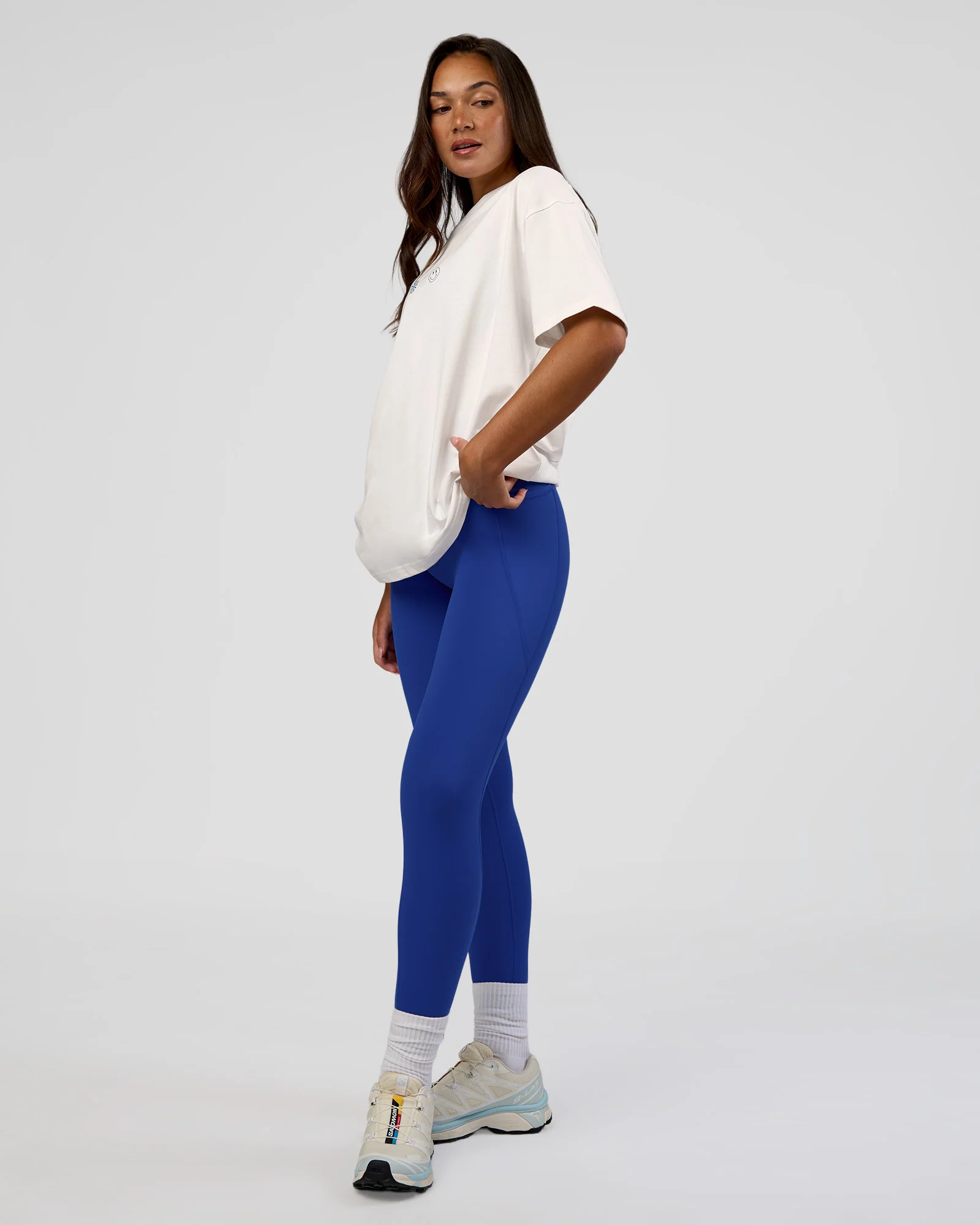Trust The Process Heavyweight Unisex Oversized Tee - Off White-Electric Indigo