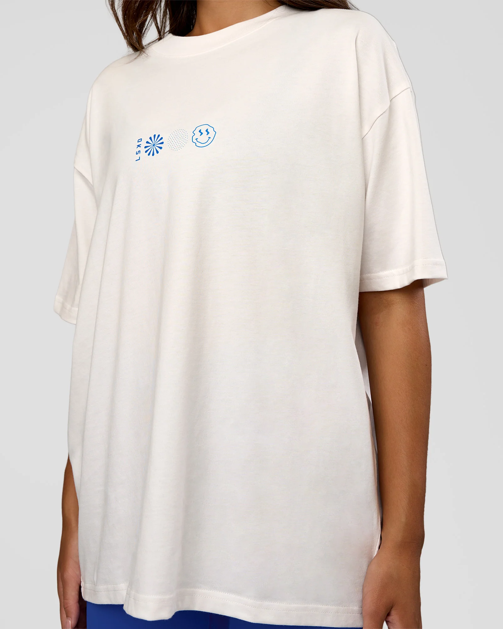 Trust The Process Heavyweight Unisex Oversized Tee - Off White-Electric Indigo