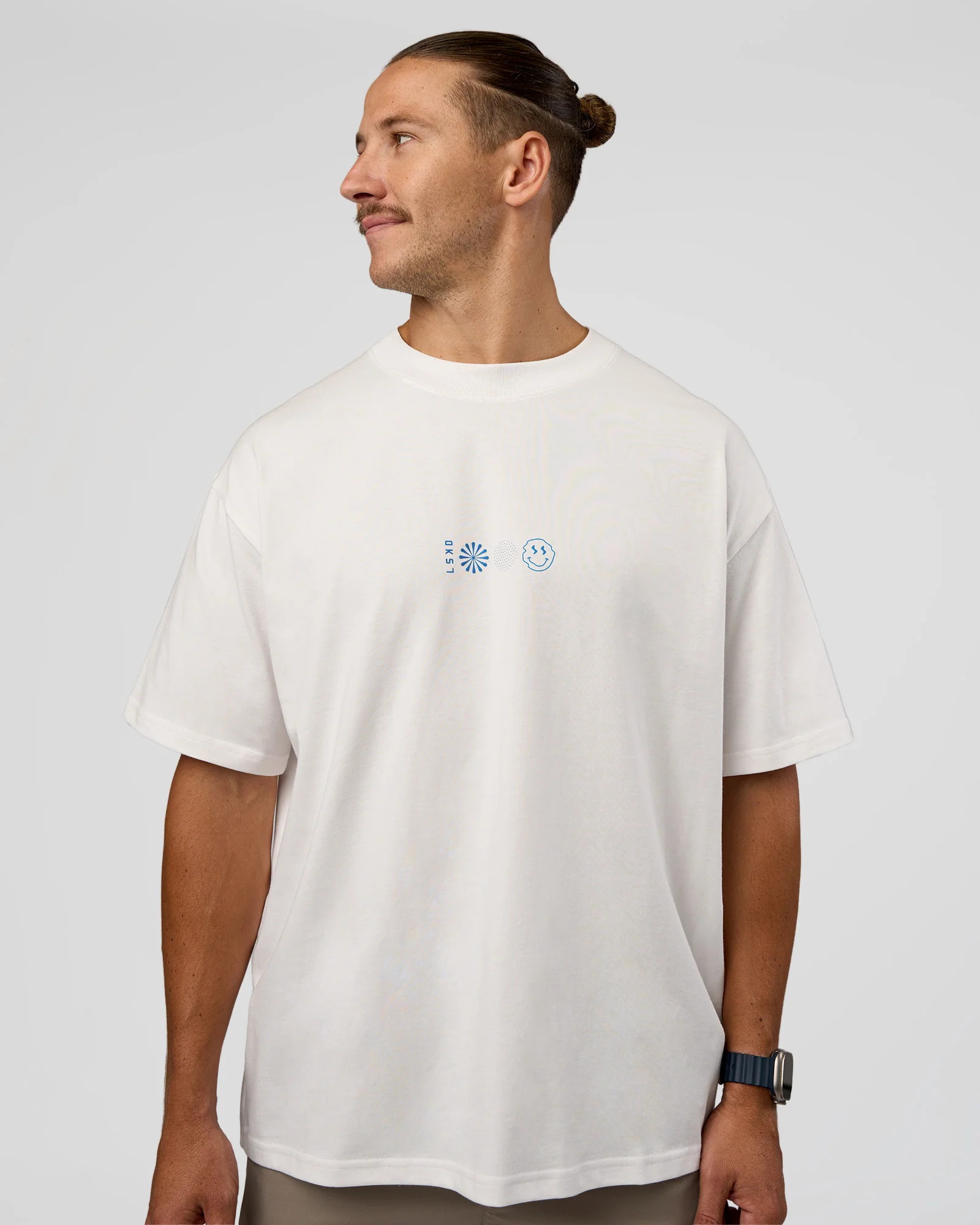Trust The Process Heavyweight Unisex Oversized Tee - Off White-Electric Indigo