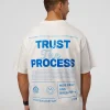 Trust The Process Heavyweight Unisex Oversized Tee - Off White-Electric Indigo