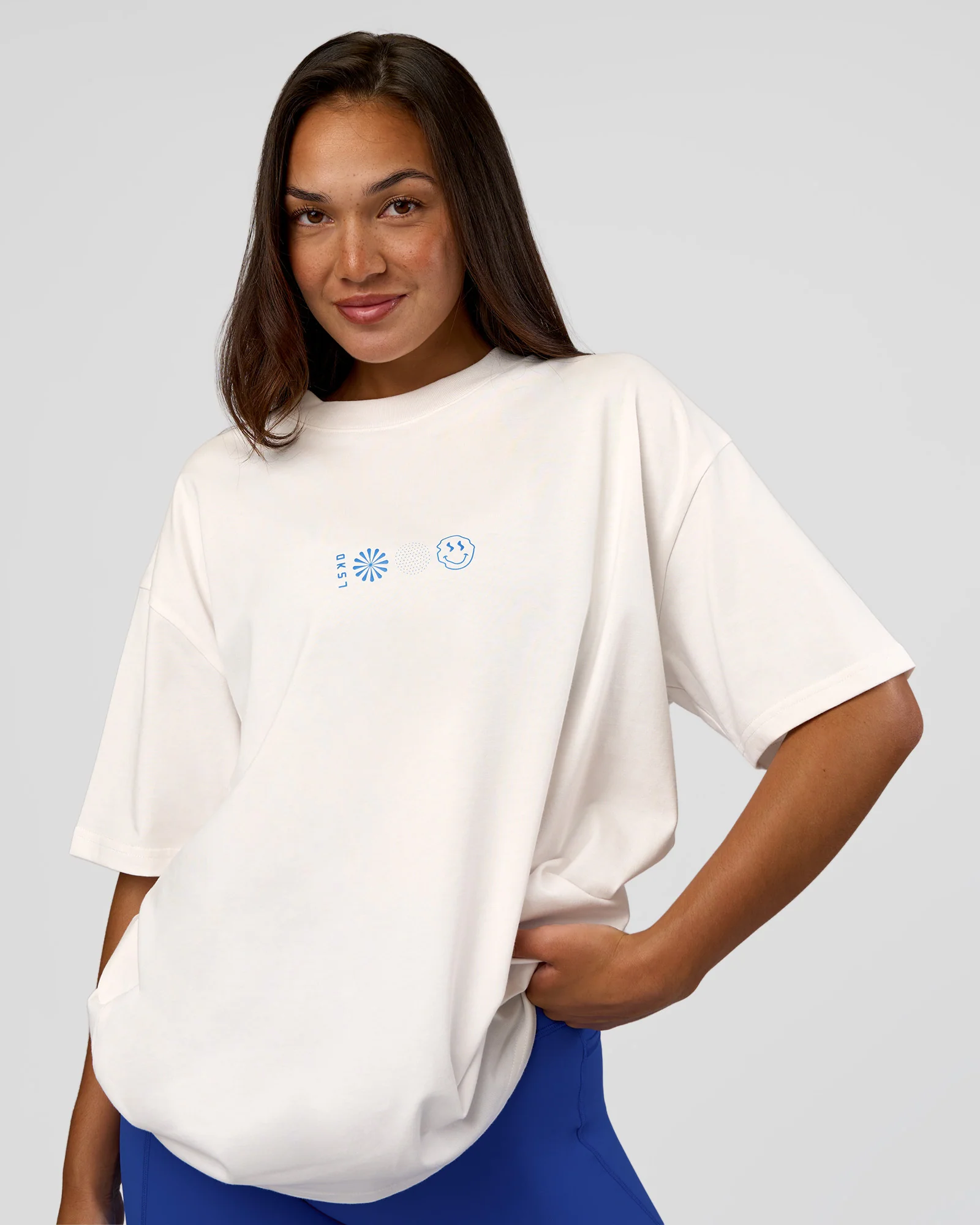 Trust The Process Heavyweight Unisex Oversized Tee - Off White-Electric Indigo