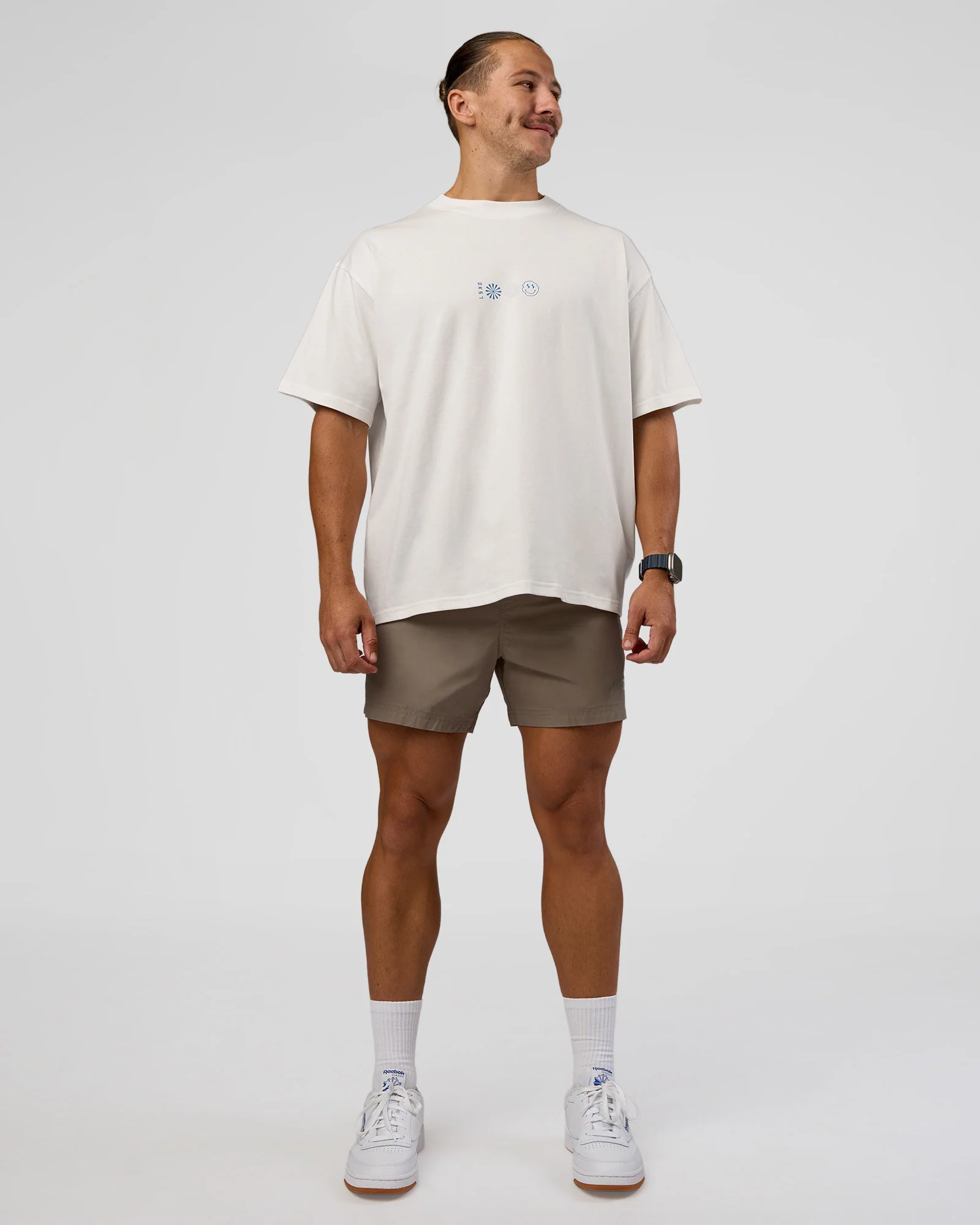 Trust The Process Heavyweight Unisex Oversized Tee - Off White-Electric Indigo