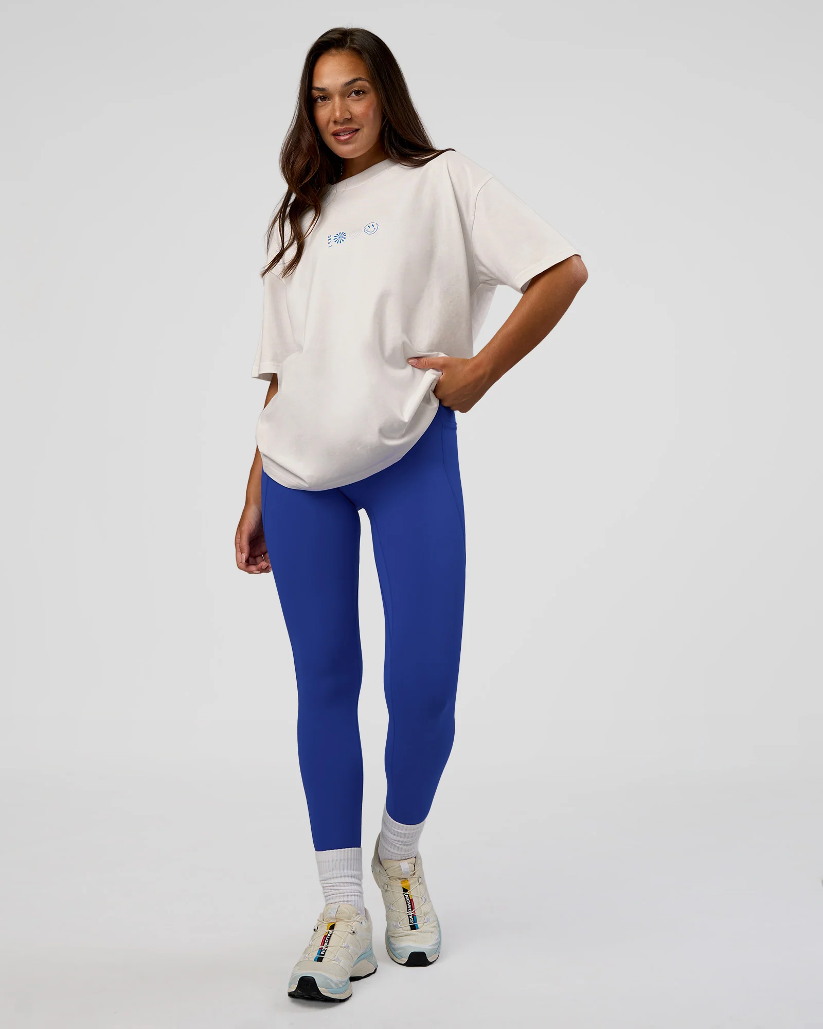 Trust The Process Heavyweight Unisex Oversized Tee - Off White-Electric Indigo