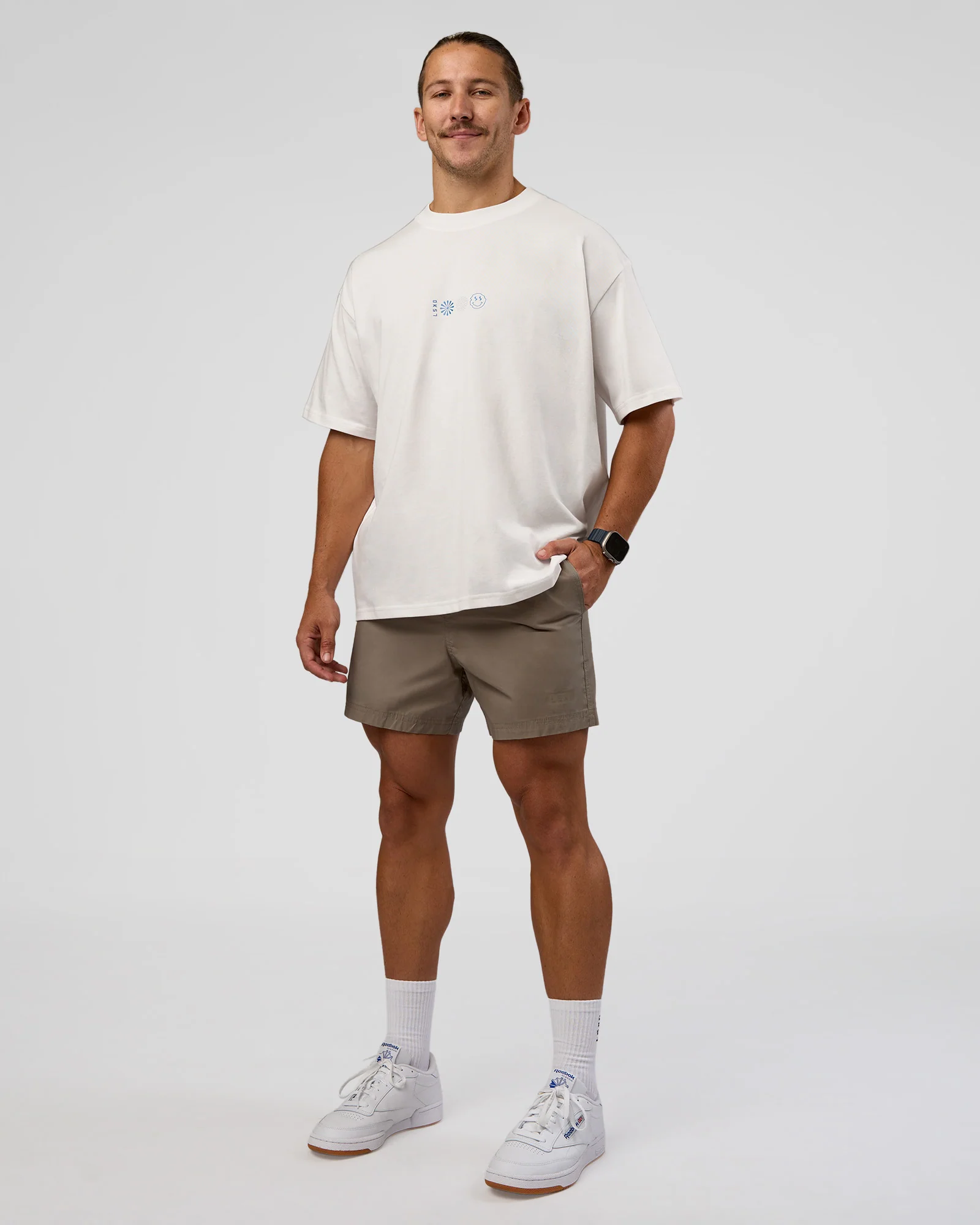 Trust The Process Heavyweight Unisex Oversized Tee - Off White-Electric Indigo