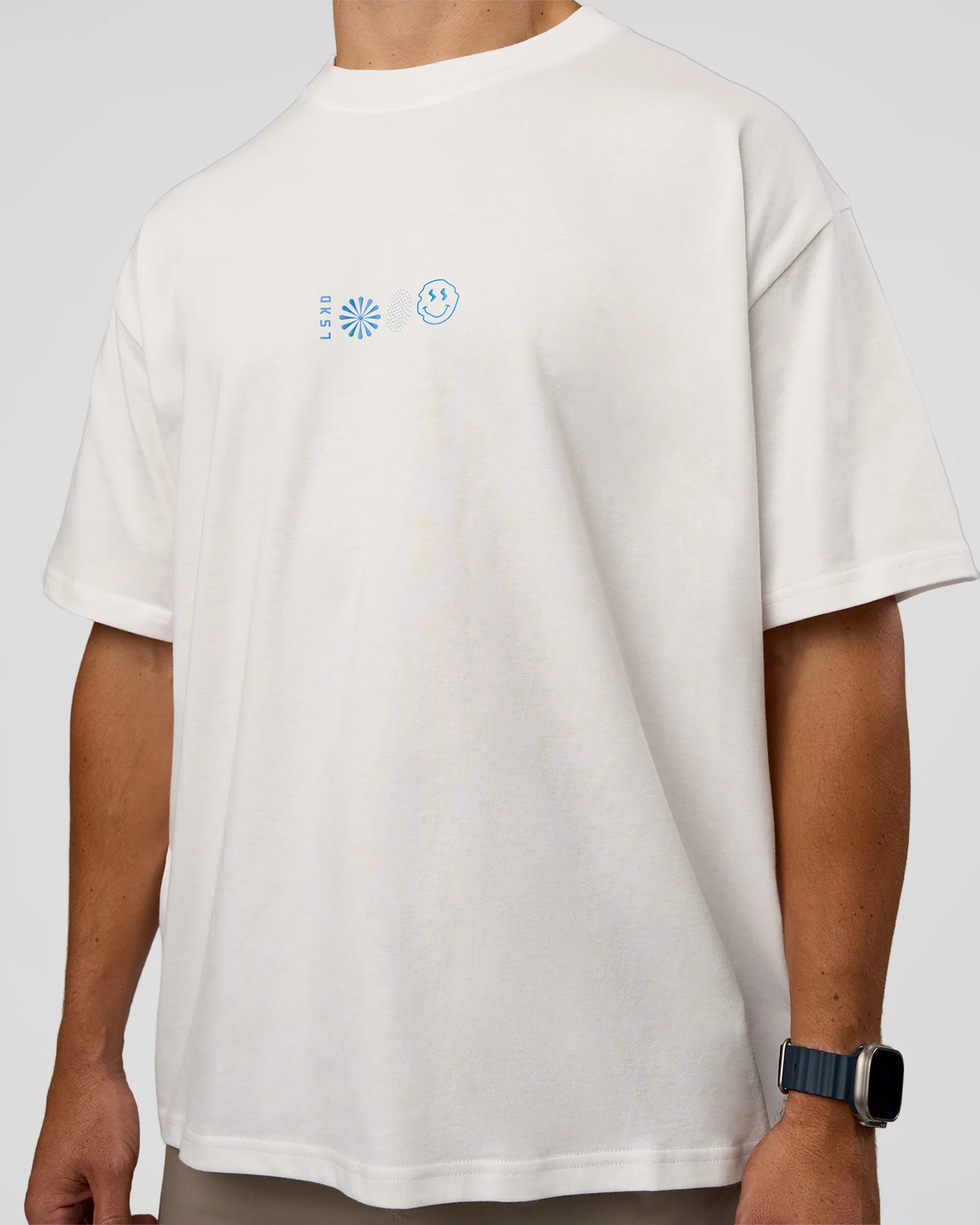 Trust The Process Heavyweight Unisex Oversized Tee - Off White-Electric Indigo