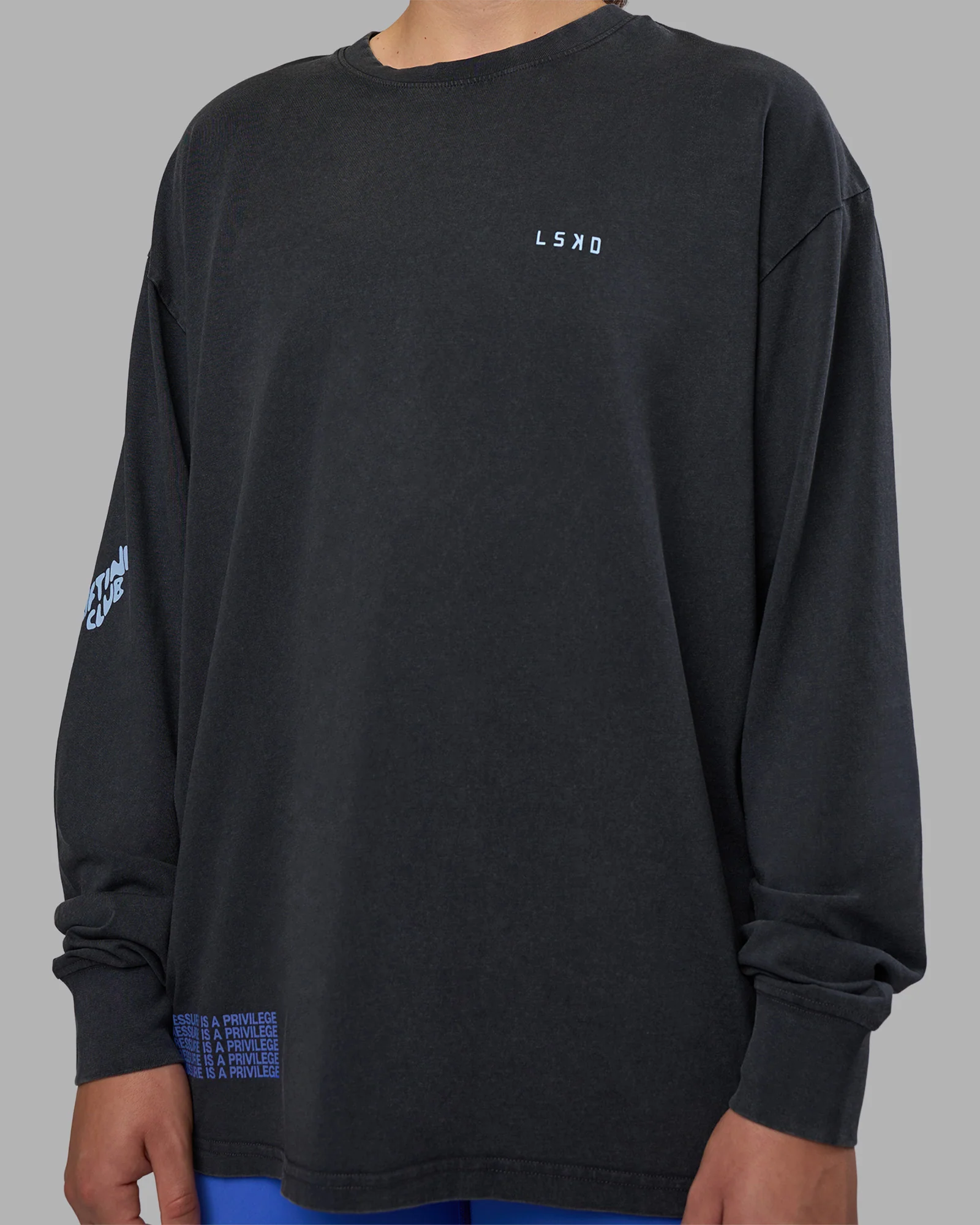 Cali FLXCotton Oversized Long Sleeve Tee - Black Washed