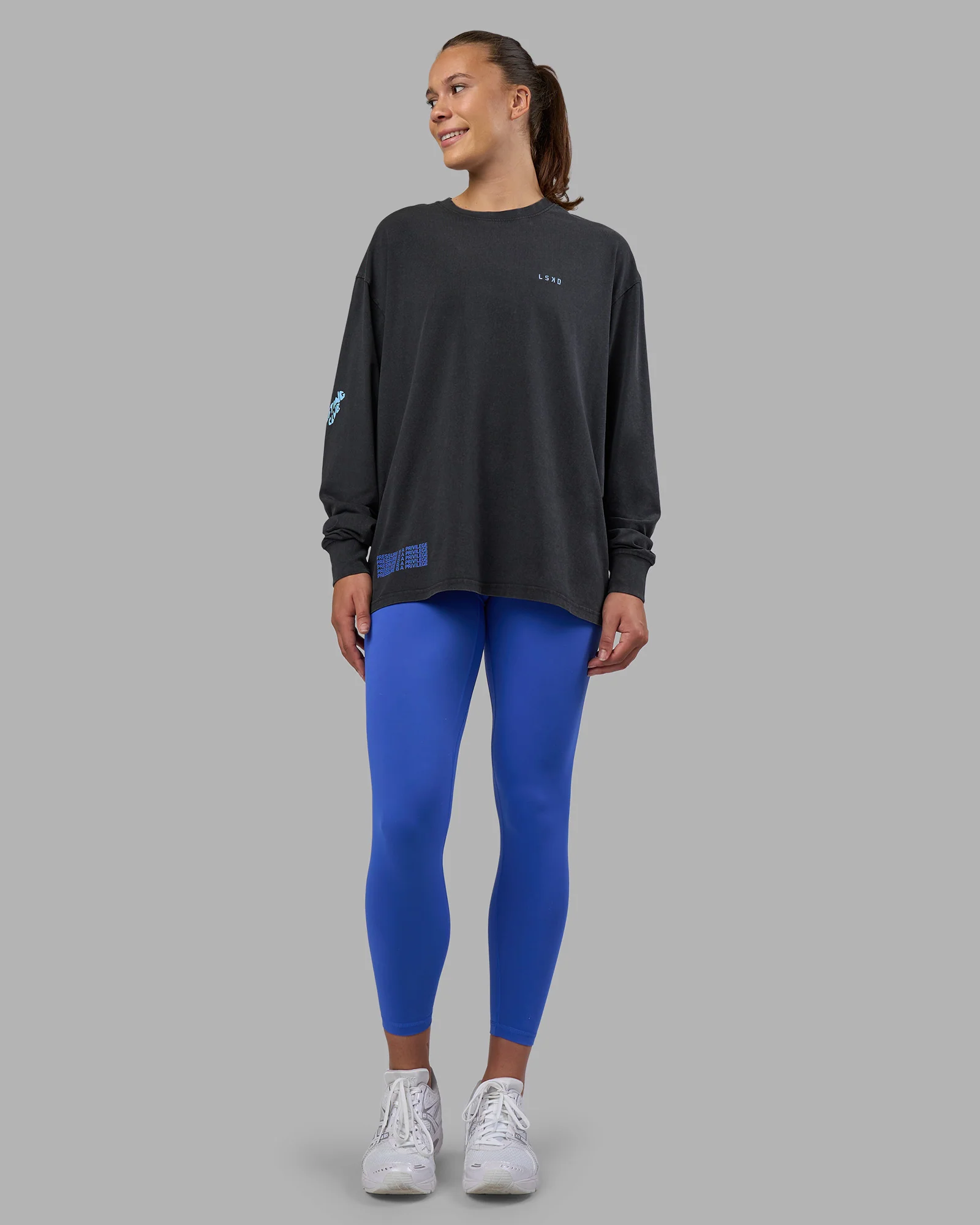 Cali FLXCotton Oversized Long Sleeve Tee - Black Washed