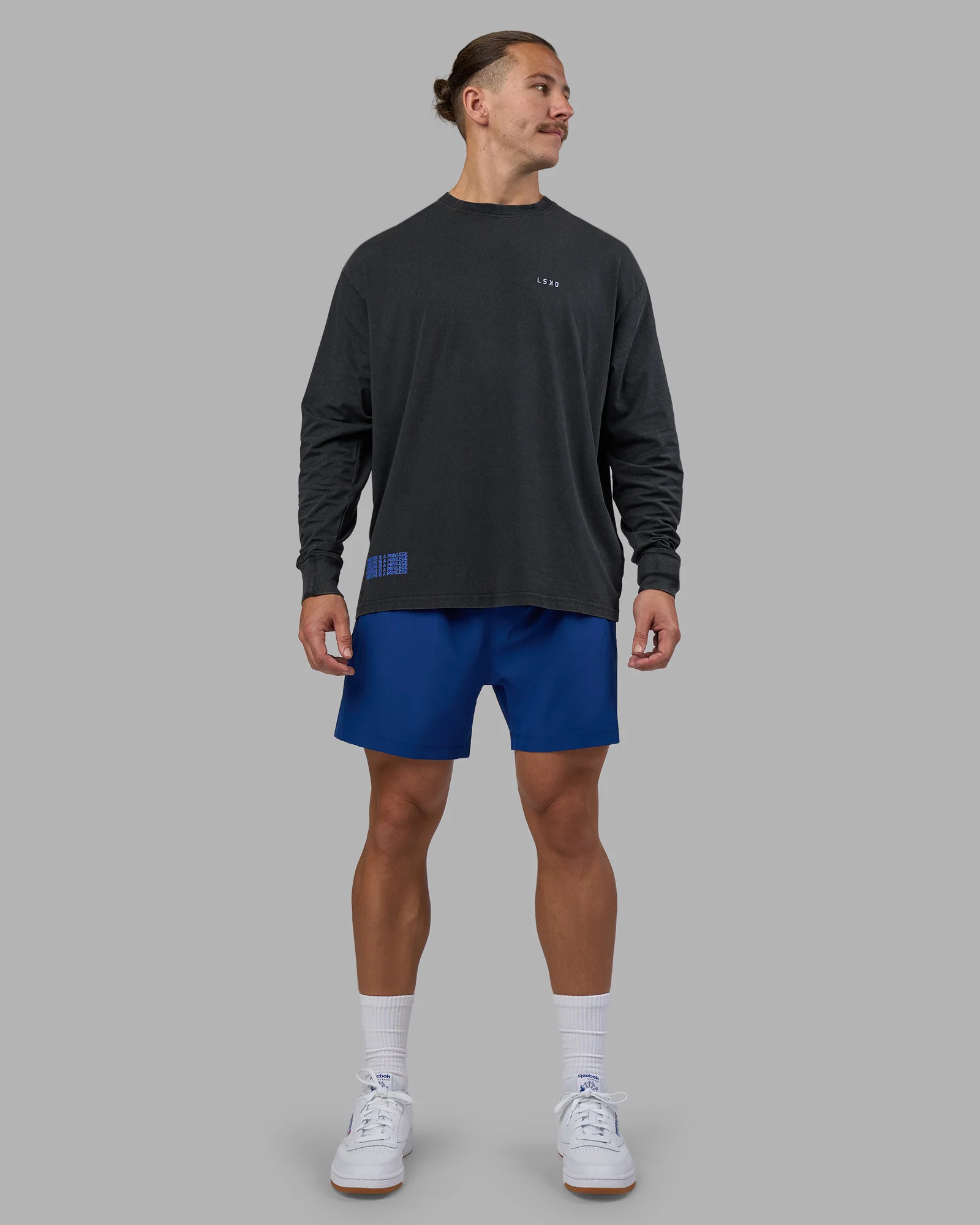 Cali FLXCotton Oversized Long Sleeve Tee - Black Washed