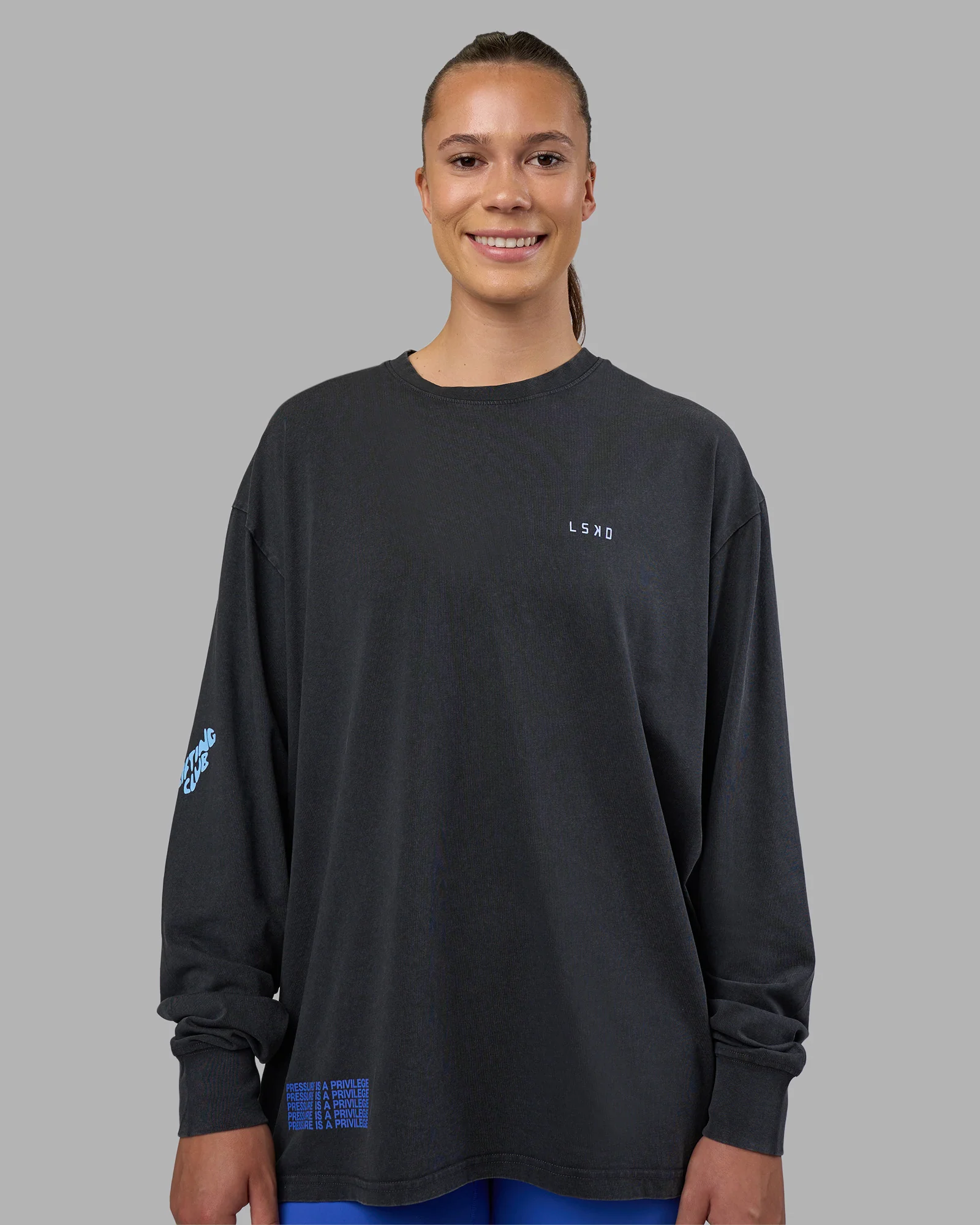 Cali FLXCotton Oversized Long Sleeve Tee - Black Washed