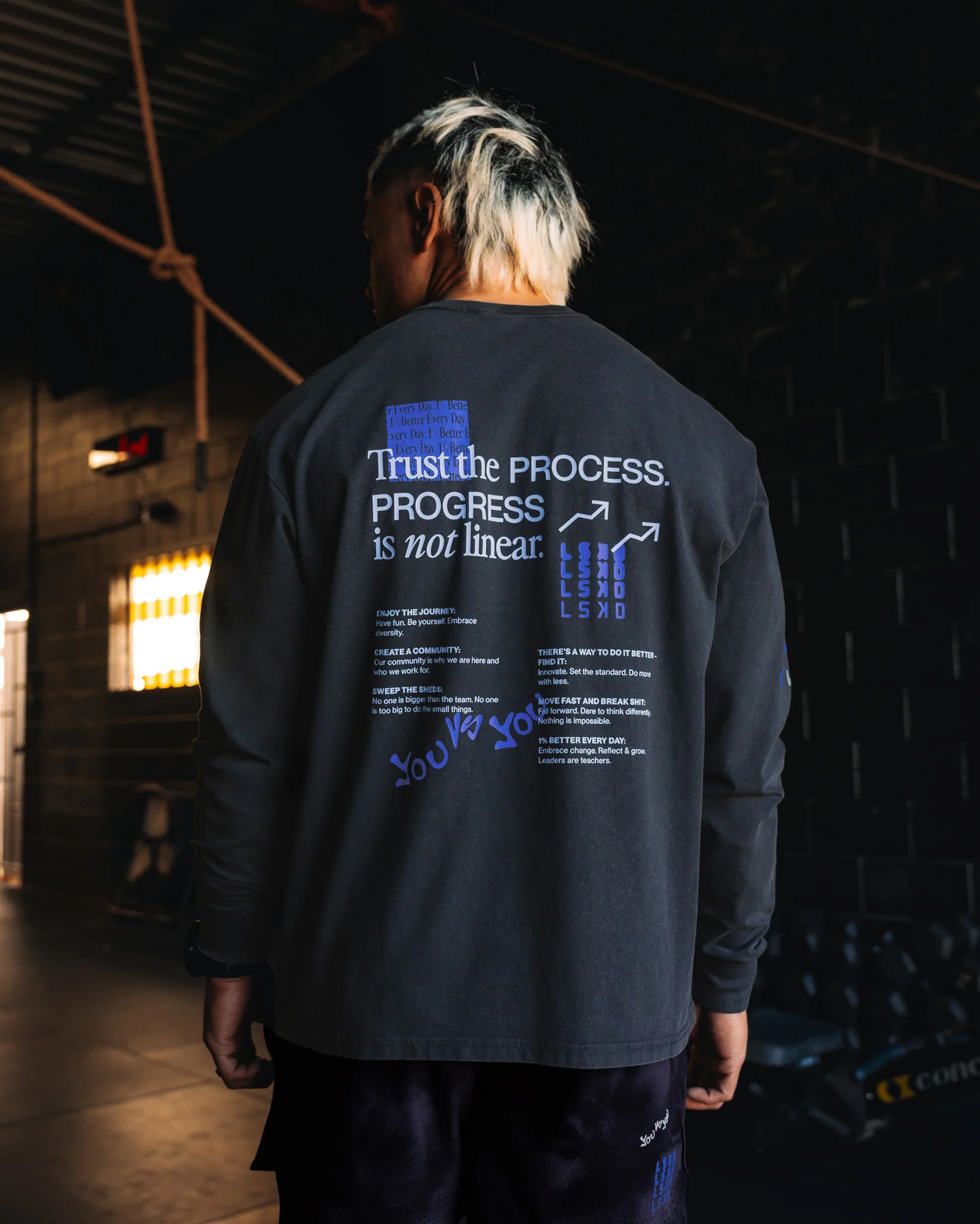 Cali FLXCotton Oversized Long Sleeve Tee - Black Washed