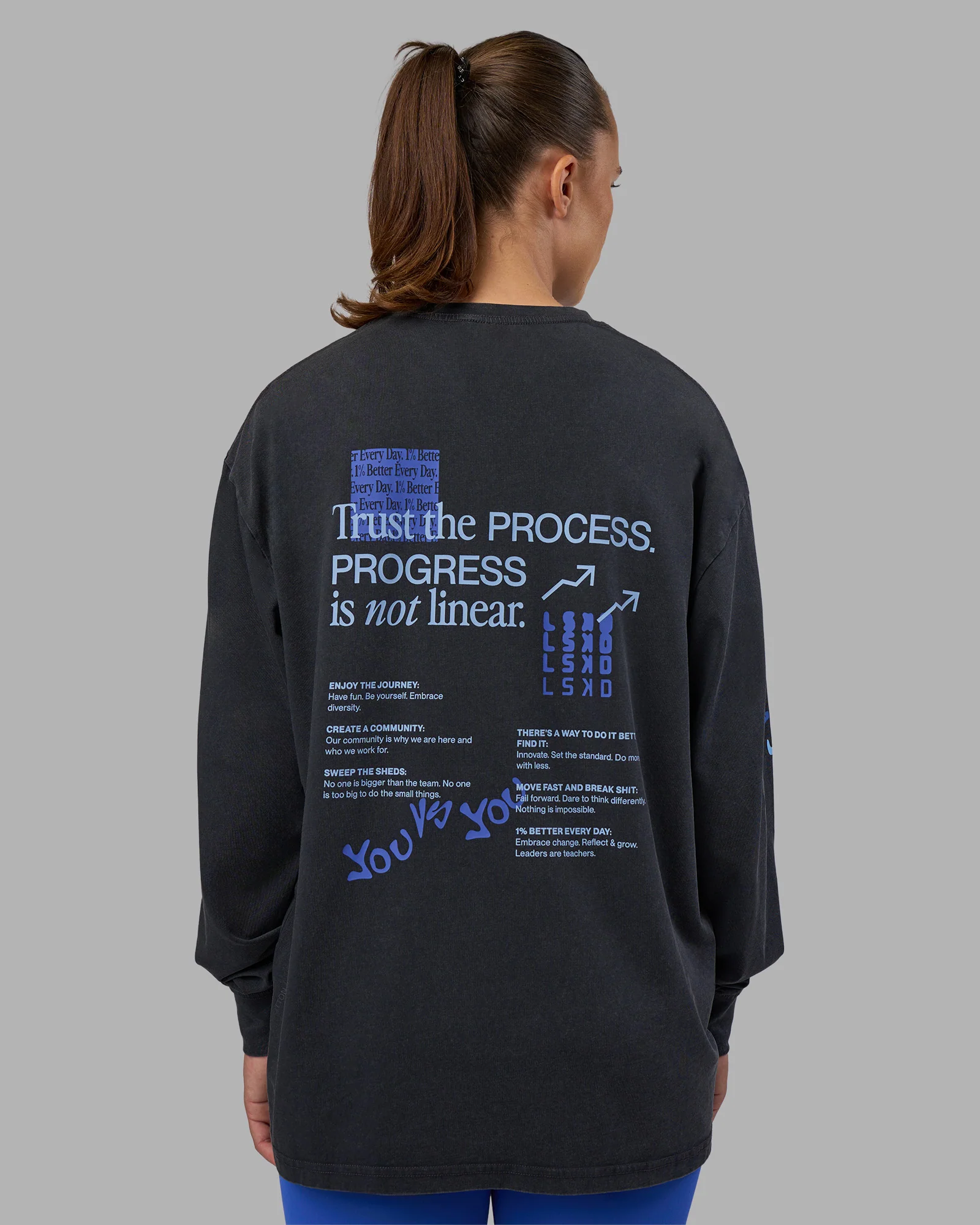 Cali FLXCotton Oversized Long Sleeve Tee - Black Washed