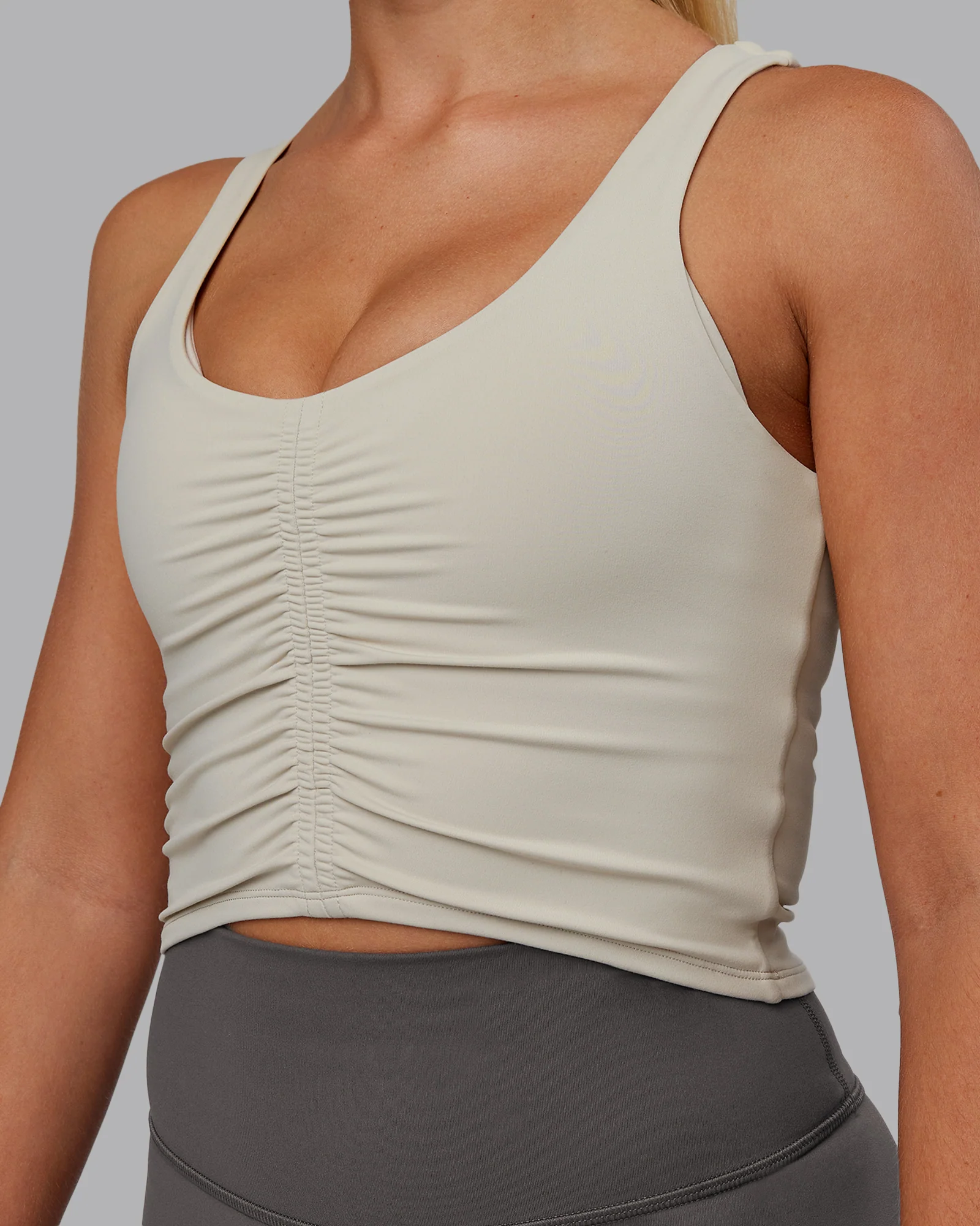 6439-liberty-ruched-tank-shale-beige-6.webp Liberty Ruched Tank - Shale Beige