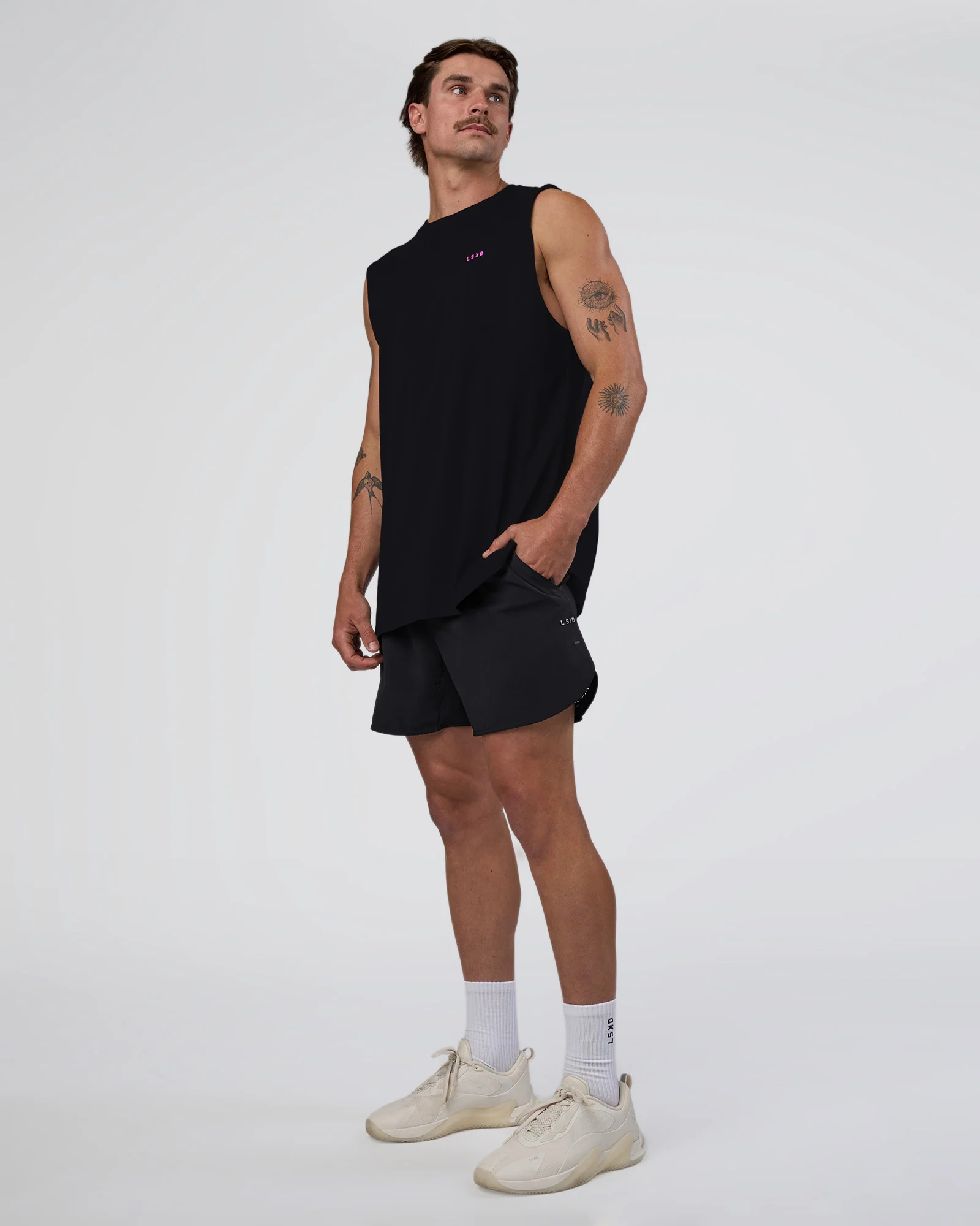Lifting Club FLXCotton Tank - Black-Ultra Fuchsia