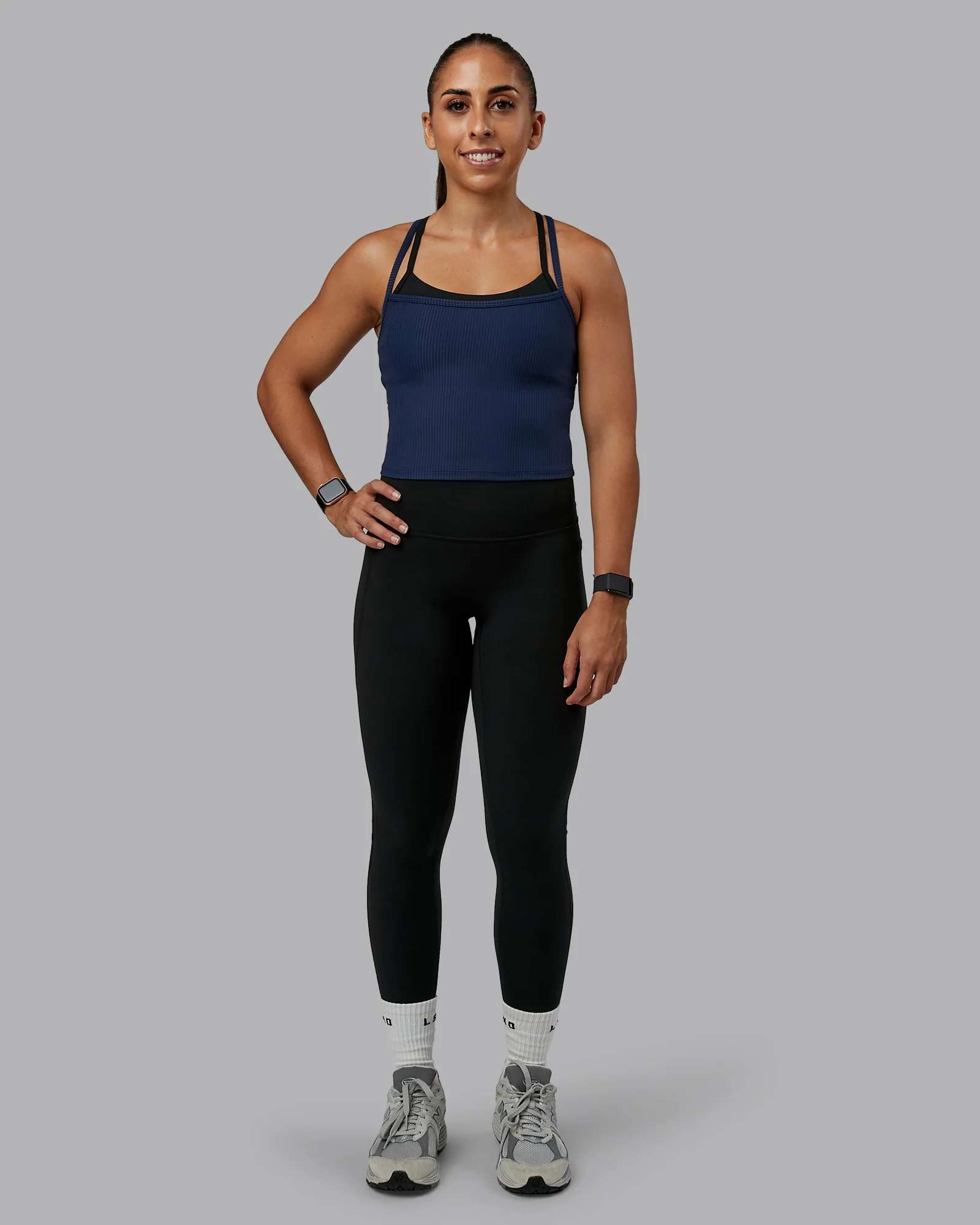 Flame Ribbed Tank - Future Navy