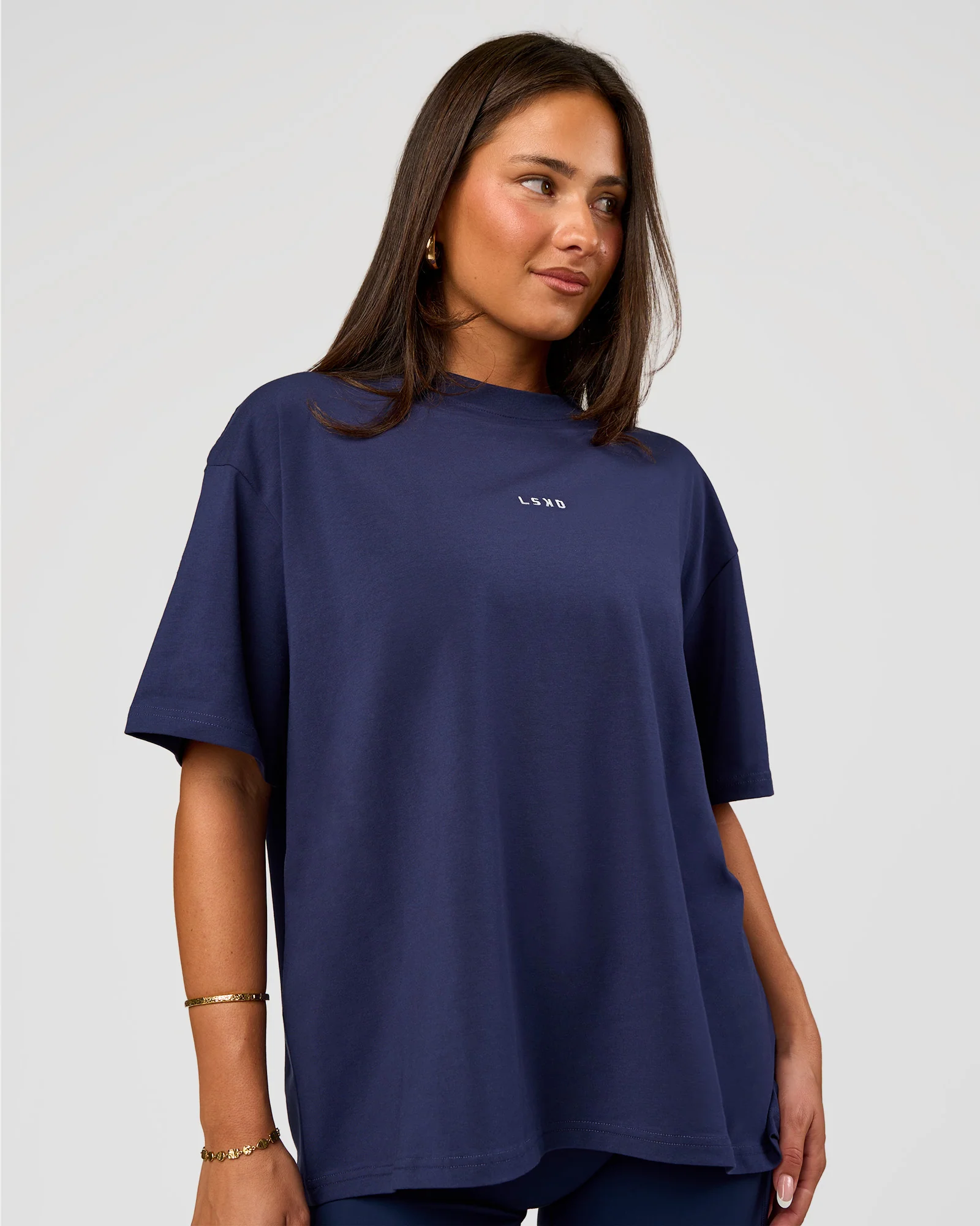 Go-To FLXCotton Oversized Tee - Future Navy-White