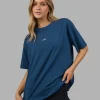 Go-To FLXCotton Oversized Tee - Indigo-White