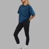 Go-To FLXCotton Oversized Tee - Indigo-White
