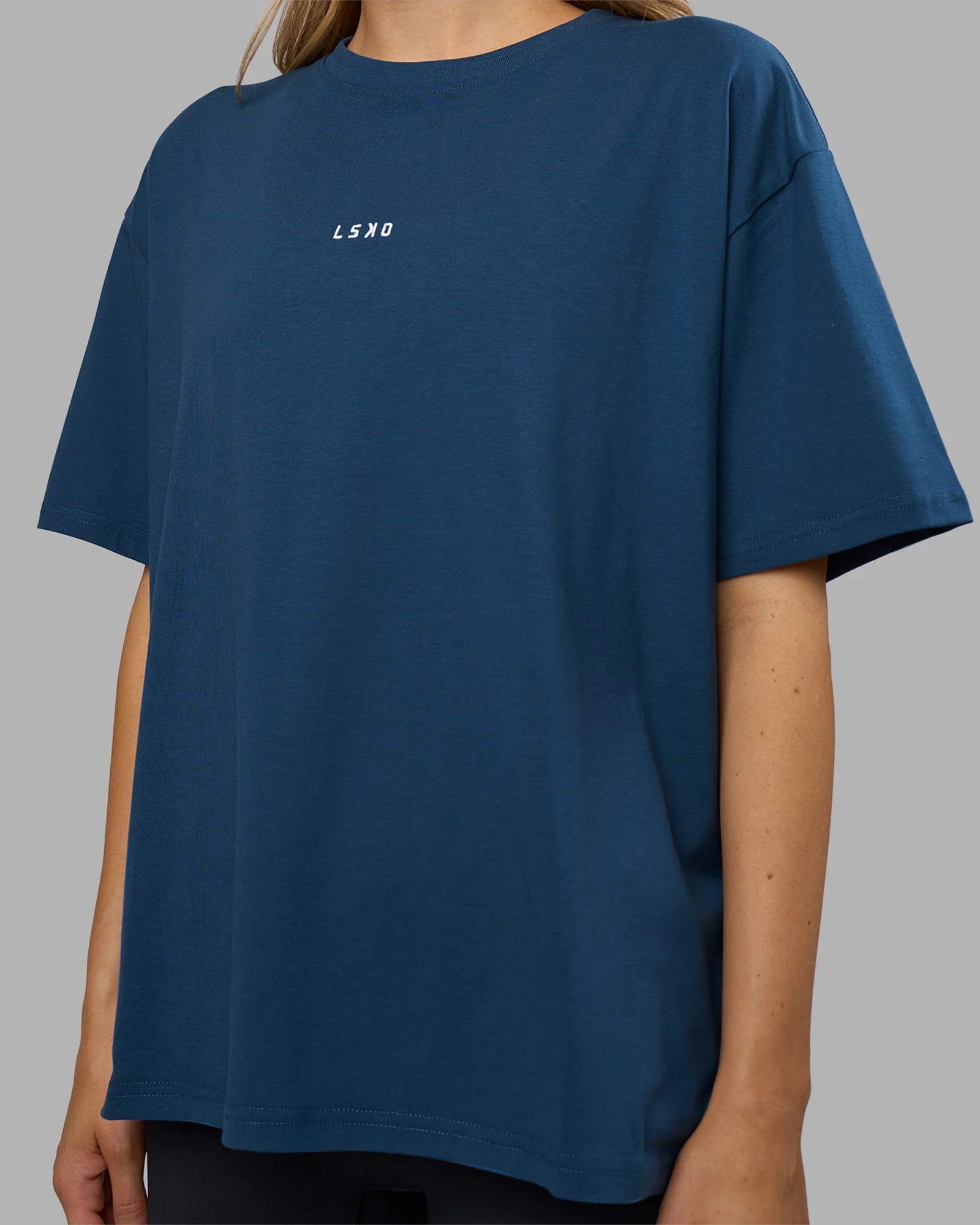 Go-To FLXCotton Oversized Tee - Indigo-White