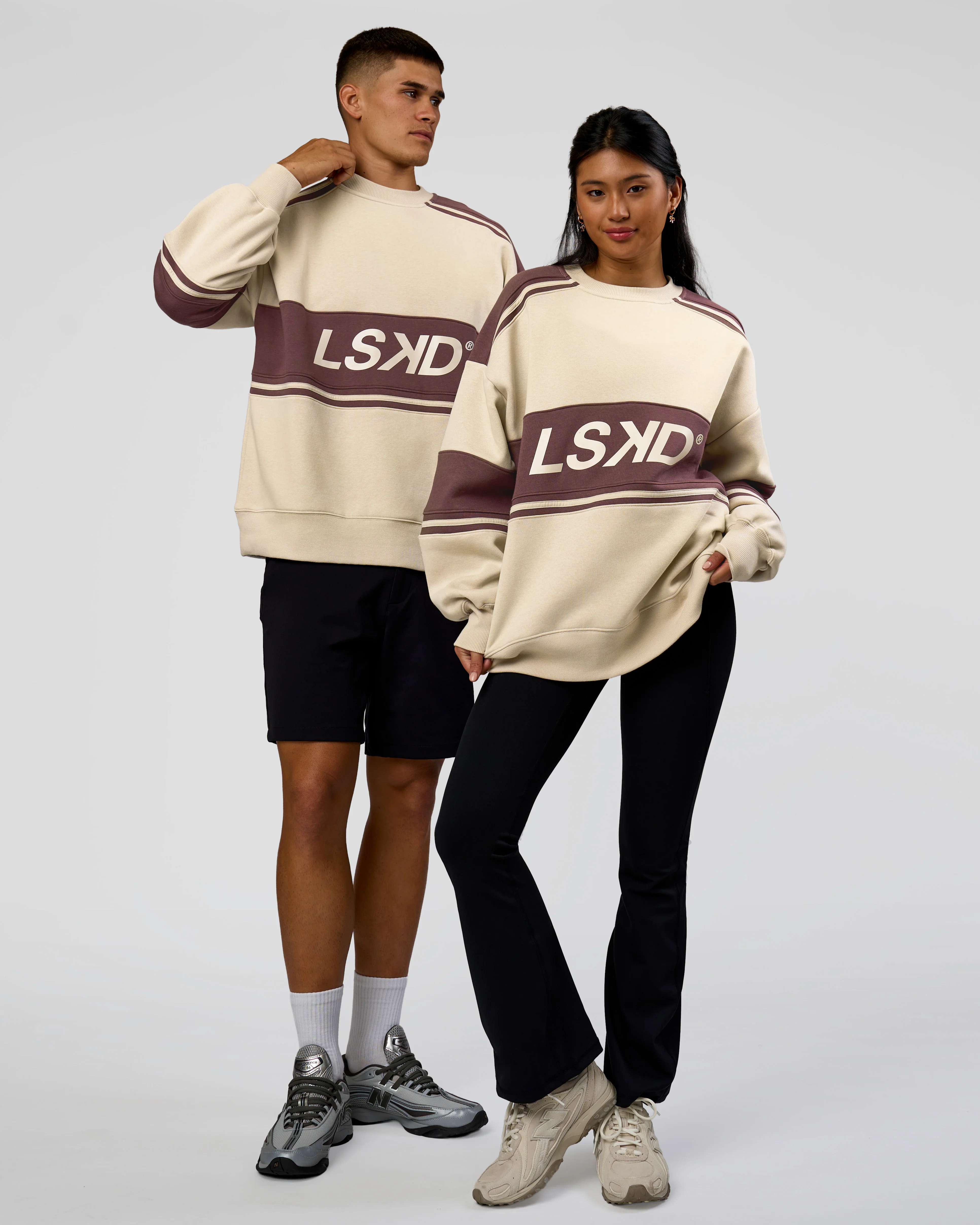 A-Team Sweater Oversize - Shale Beige-Cocoa Powder