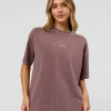 Go-To Contrast Oversized Heavyweight FLXCotton Tee - Cocoa Powder Washed-White