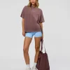 Go-To Contrast Oversized Heavyweight FLXCotton Tee - Cocoa Powder Washed-White
