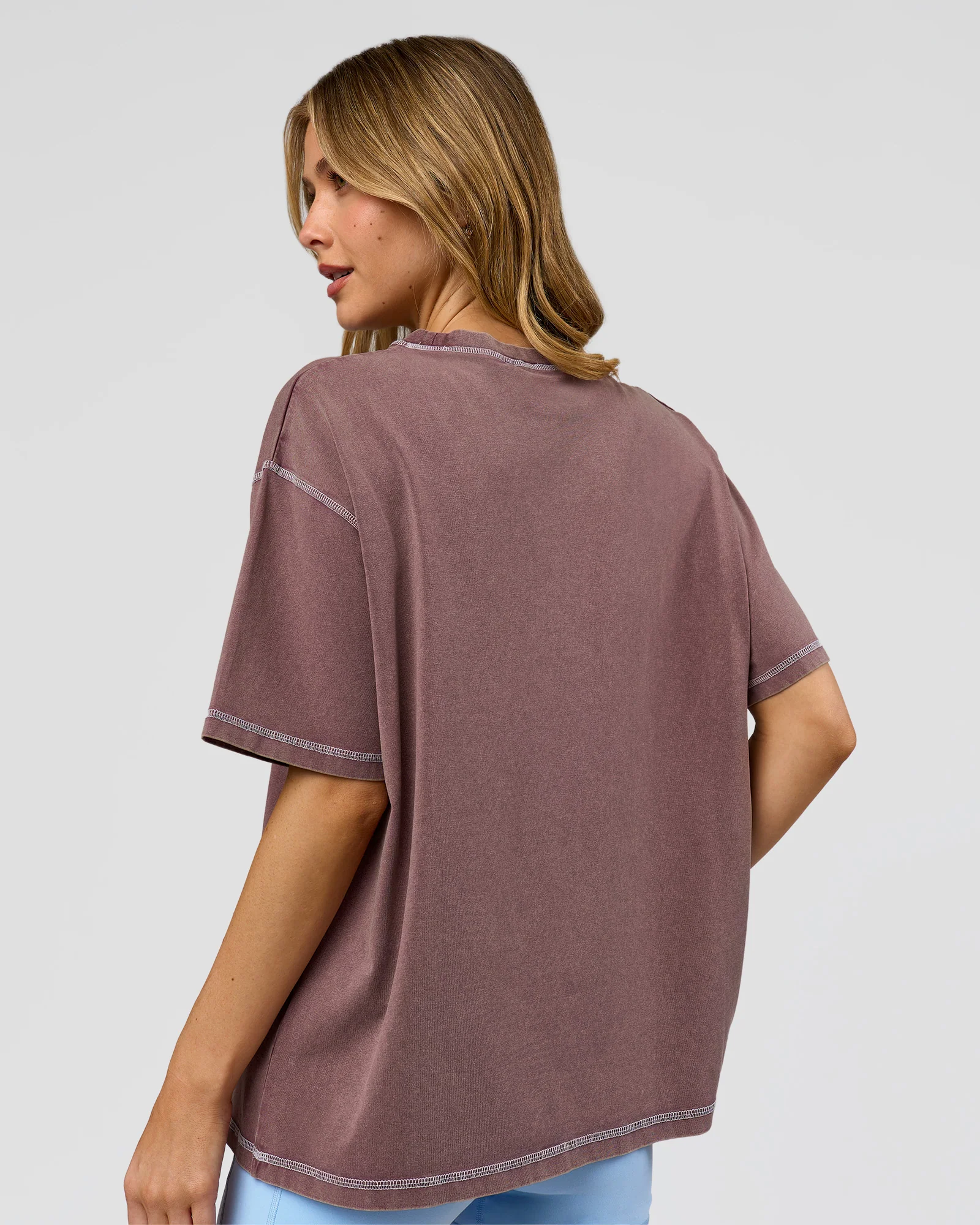 Go-To Contrast Oversized Heavyweight FLXCotton Tee - Cocoa Powder Washed-White