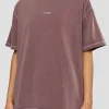 Go-To Contrast Oversized Heavyweight FLXCotton Tee - Cocoa Powder Washed-White