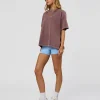 Go-To Contrast Oversized Heavyweight FLXCotton Tee - Cocoa Powder Washed-White