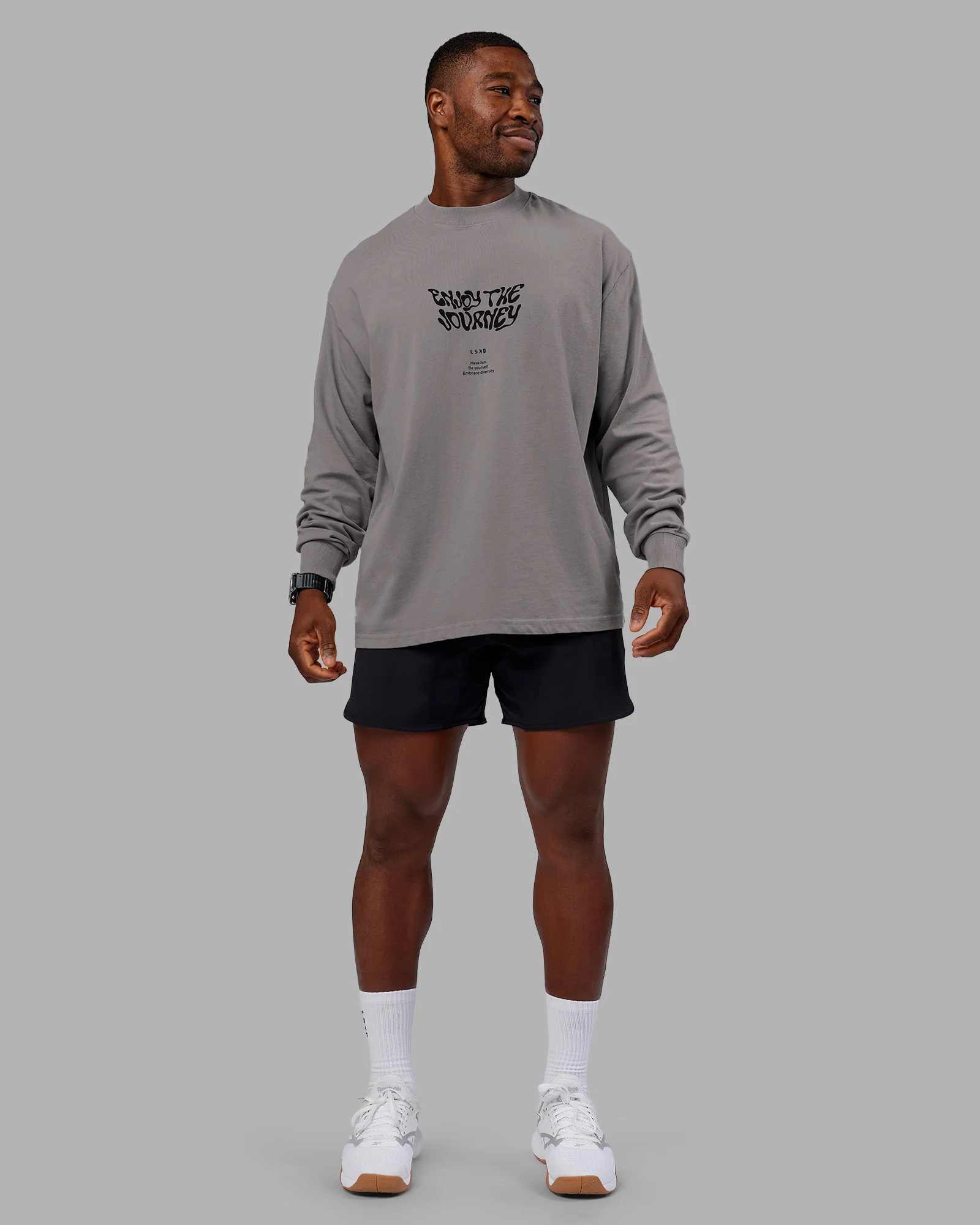 Chrome Washed Heavyweight Oversized Long Sleeve Tee - Circular Grey-Black