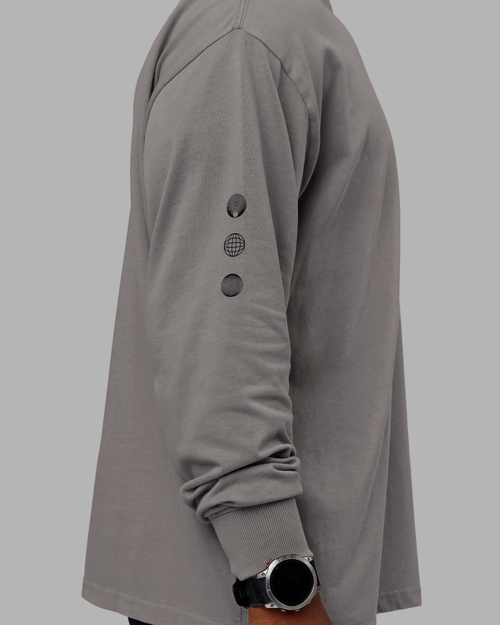 Chrome Washed Heavyweight Oversized Long Sleeve Tee - Circular Grey-Black
