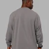 Chrome Washed Heavyweight Oversized Long Sleeve Tee - Circular Grey-Black