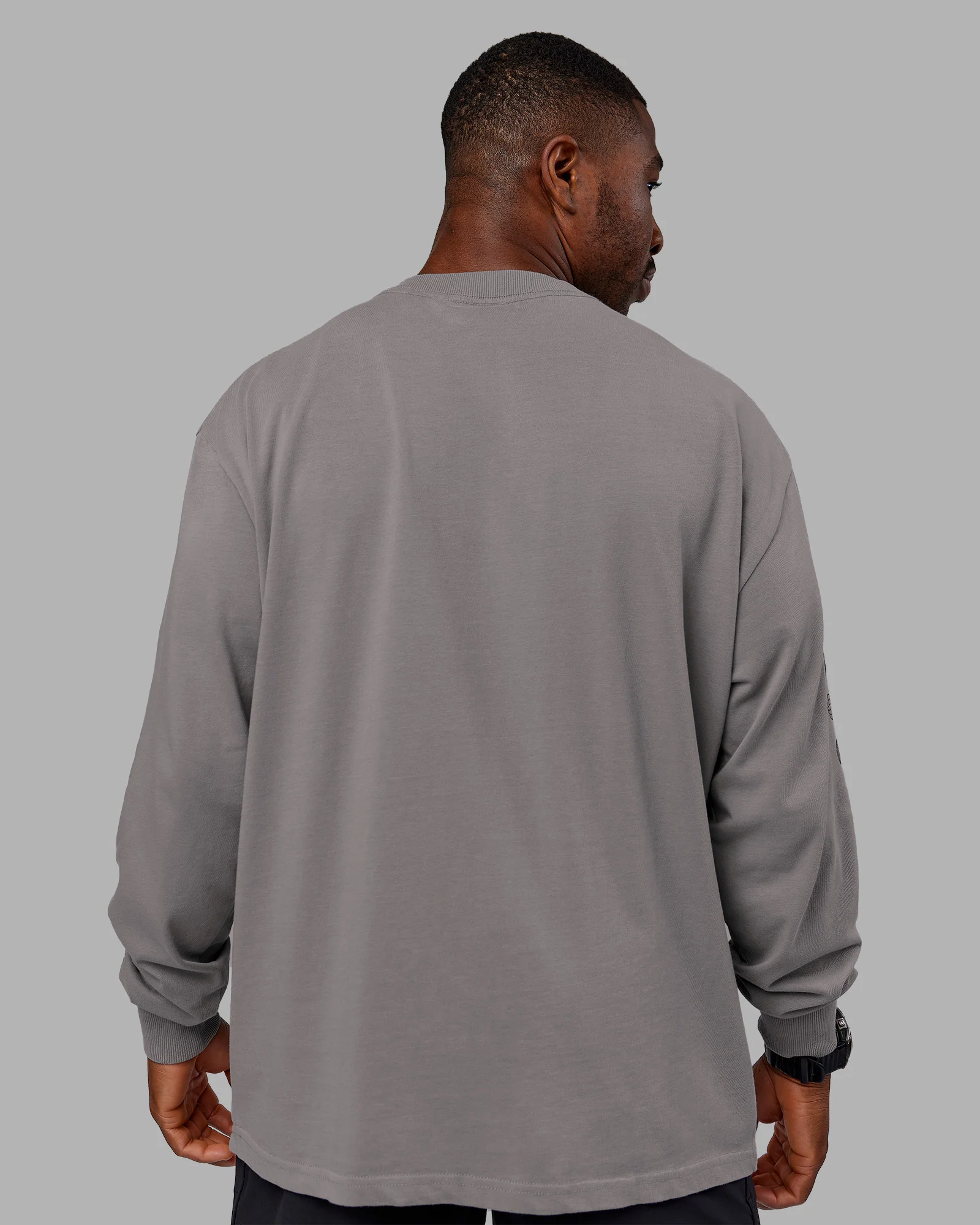 Chrome Washed Heavyweight Oversized Long Sleeve Tee - Circular Grey-Black