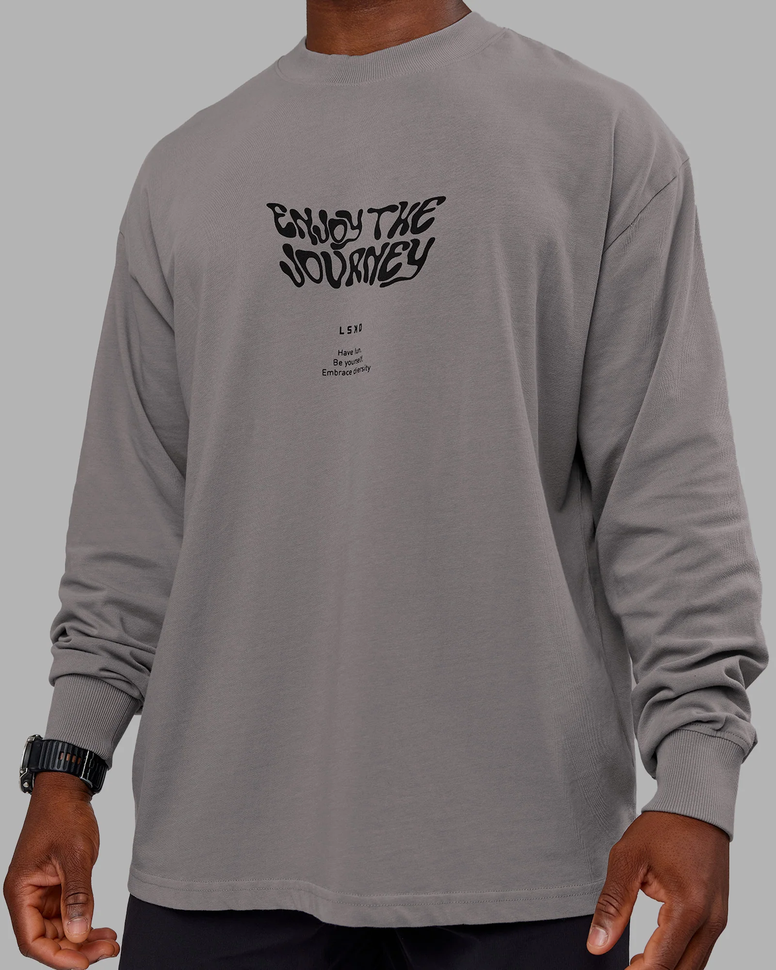 Chrome Washed Heavyweight Oversized Long Sleeve Tee - Circular Grey-Black