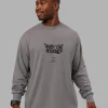 Chrome Washed Heavyweight Oversized Long Sleeve Tee - Circular Grey-Black