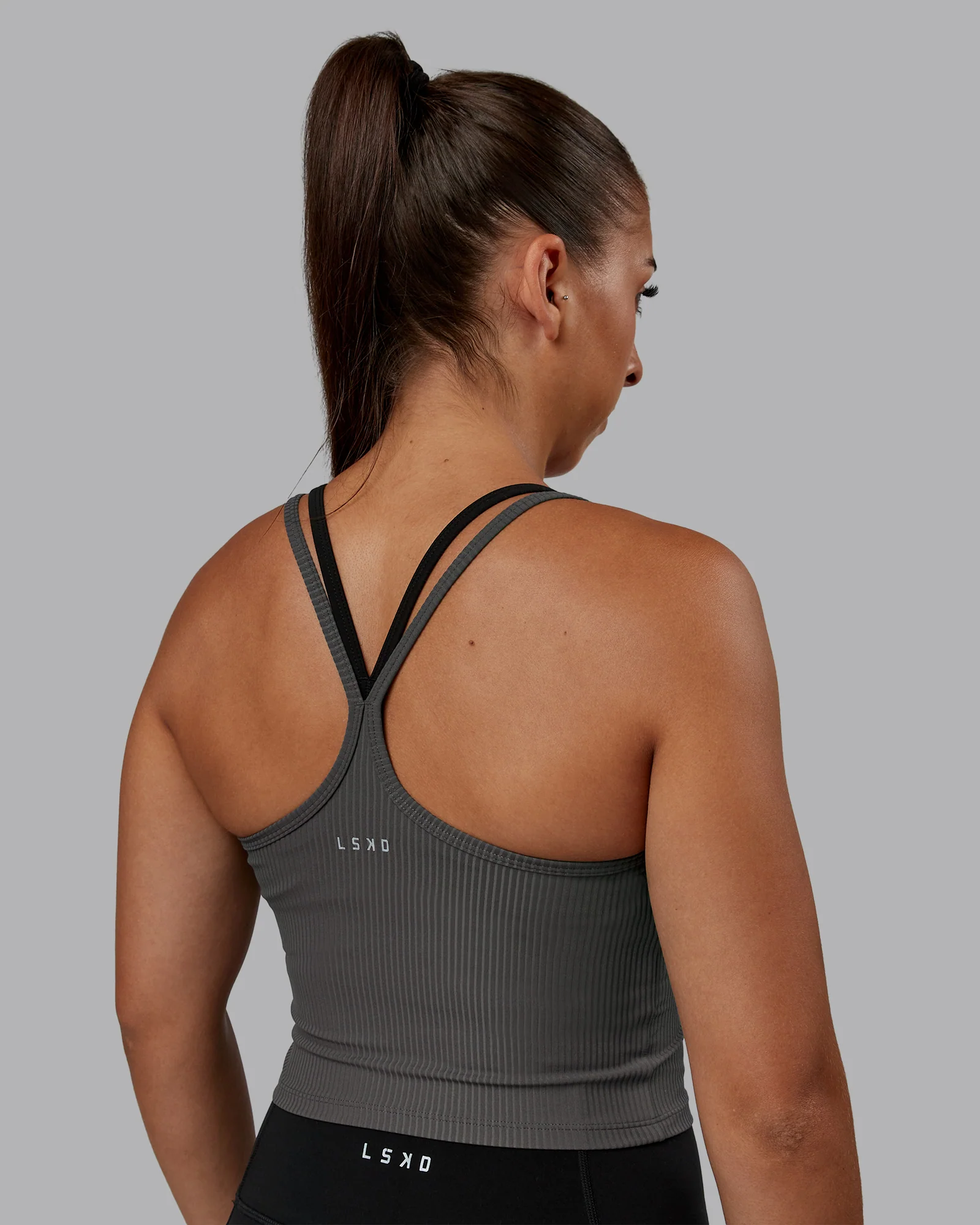 Flame Ribbed Tank - Dark Storm