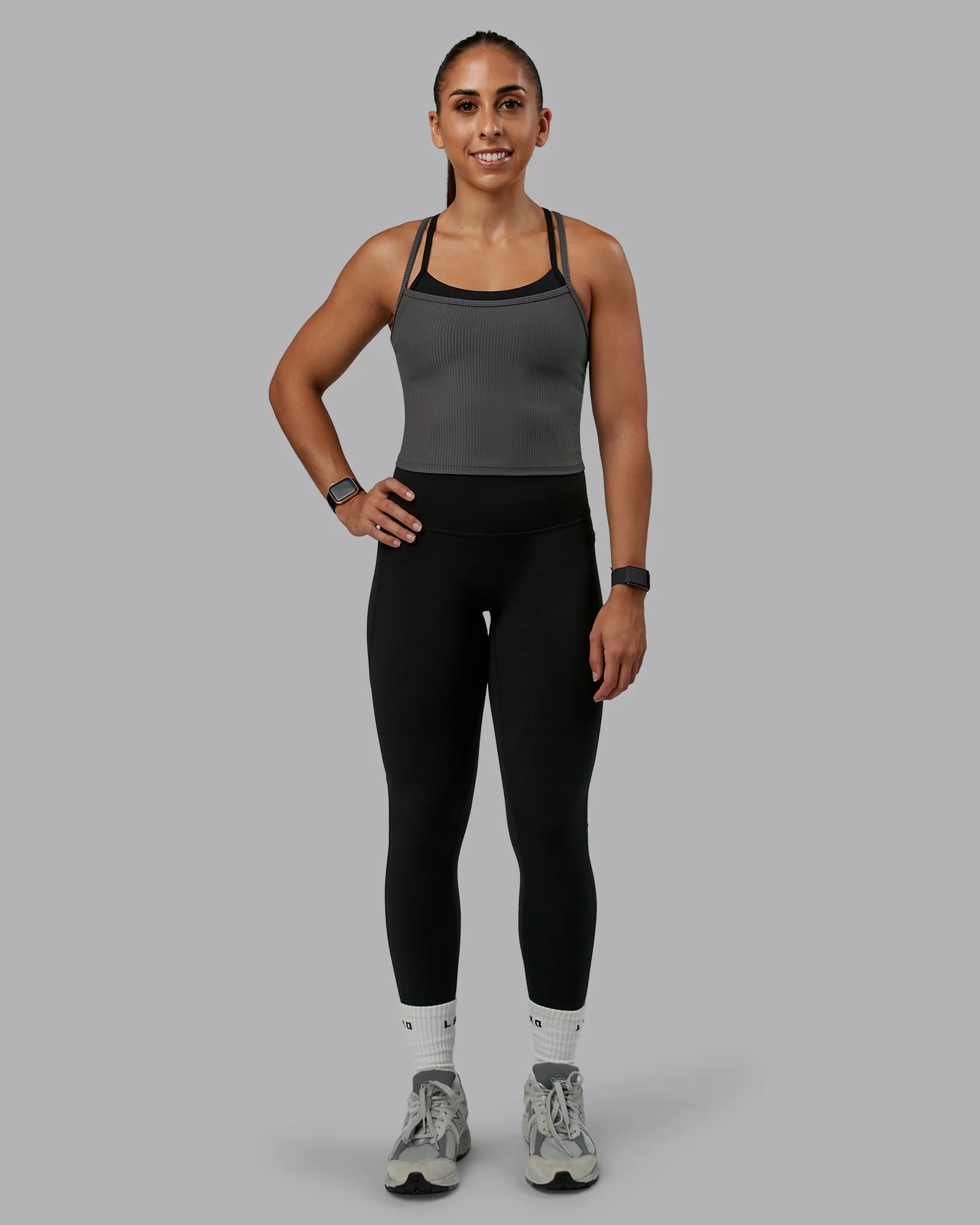 Flame Ribbed Tank - Dark Storm