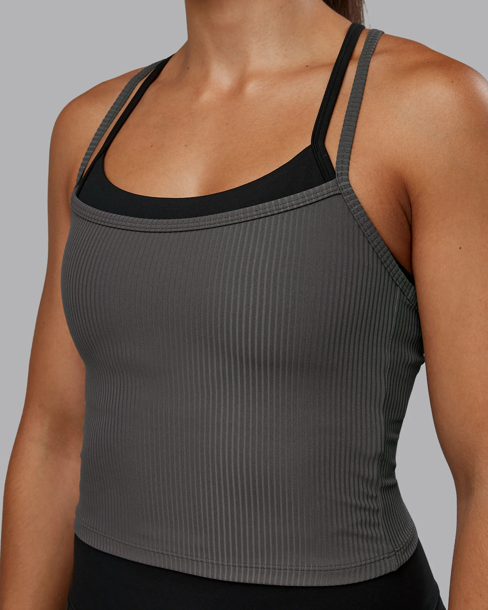 Flame Ribbed Tank - Dark Storm