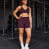 Fusion Jacquard High-Rise 6" Short Pockets - Cherry Lacquer