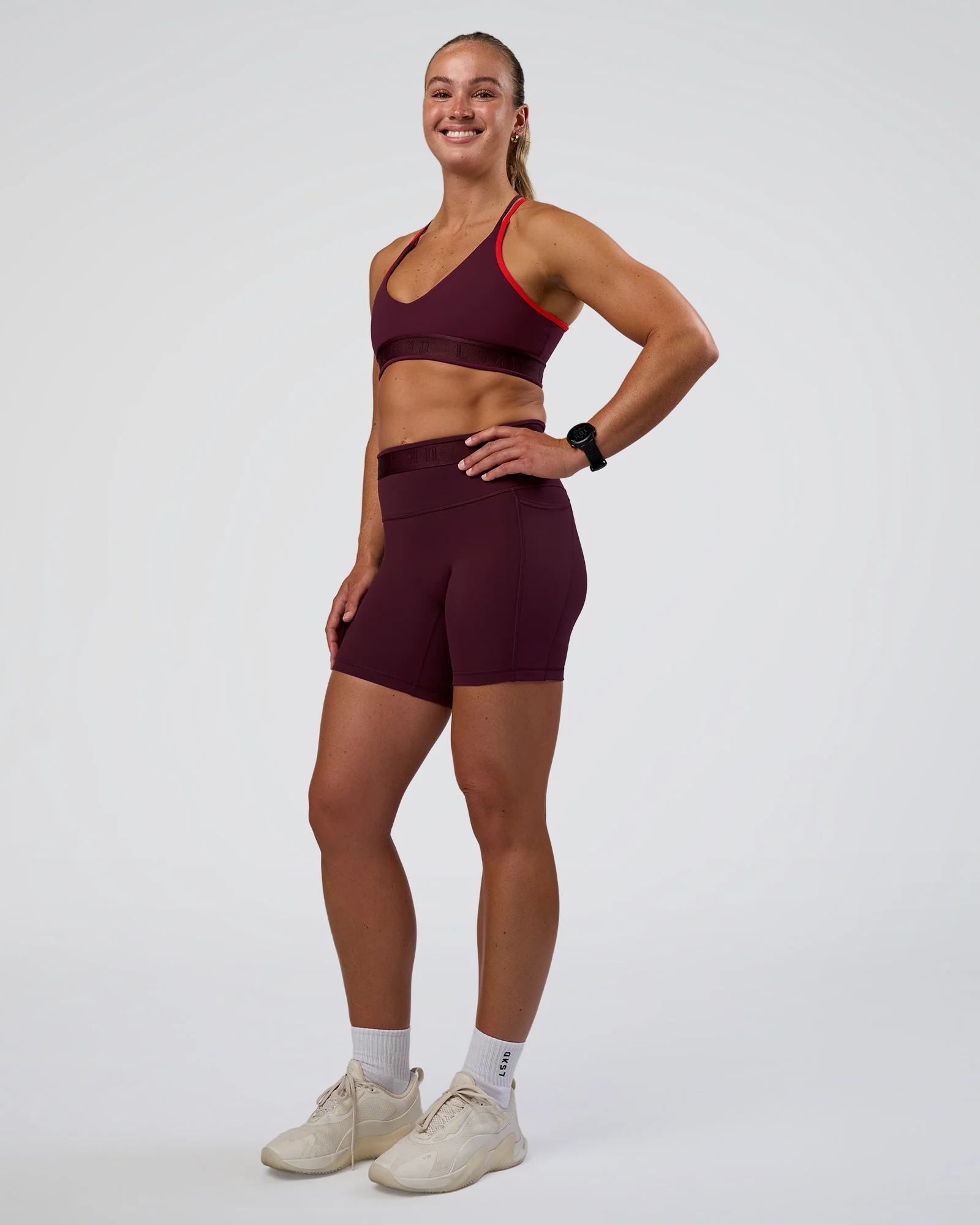 Fusion Jacquard High-Rise 6" Short Pockets - Cherry Lacquer