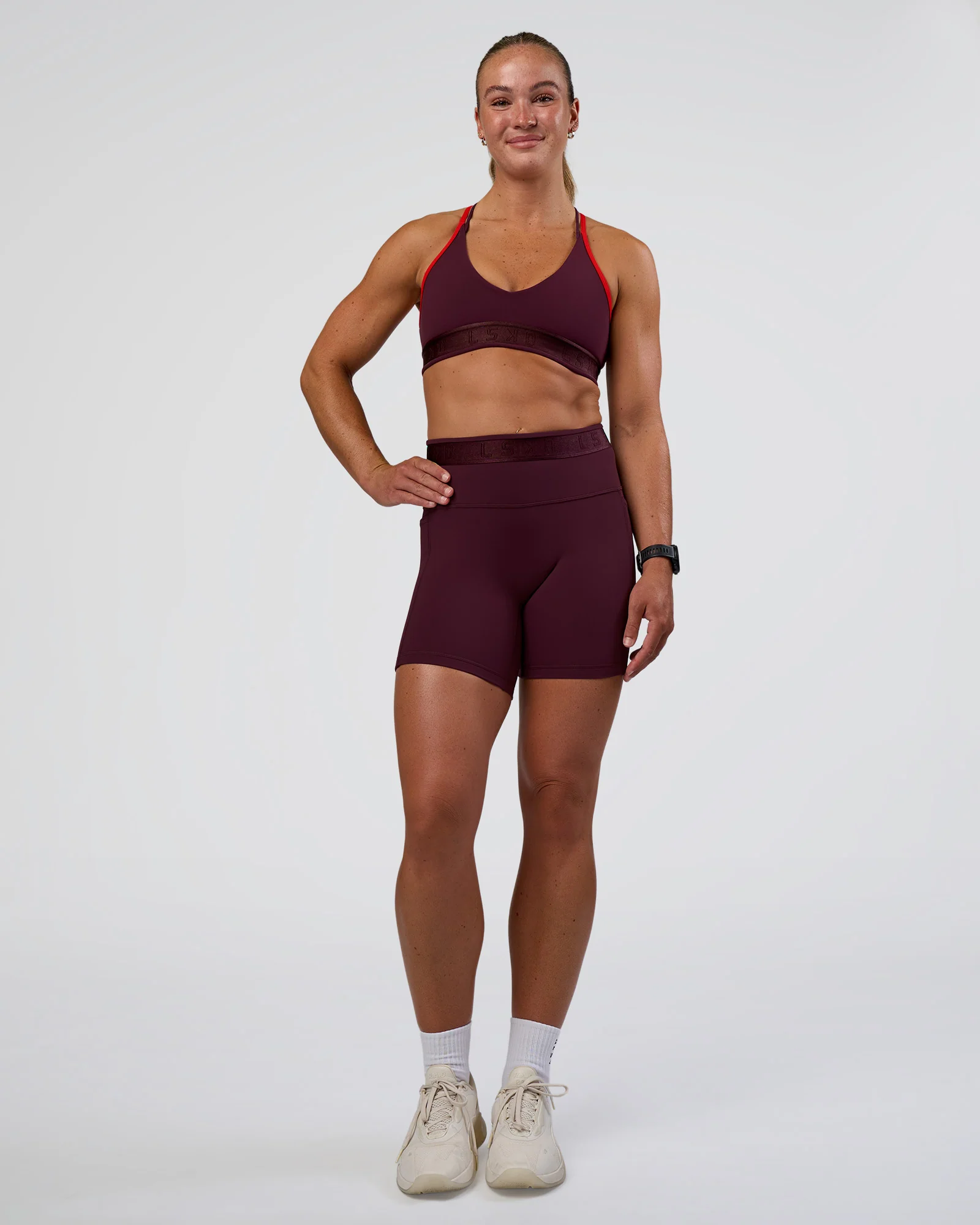 Fusion Jacquard High-Rise 6" Short Pockets - Cherry Lacquer