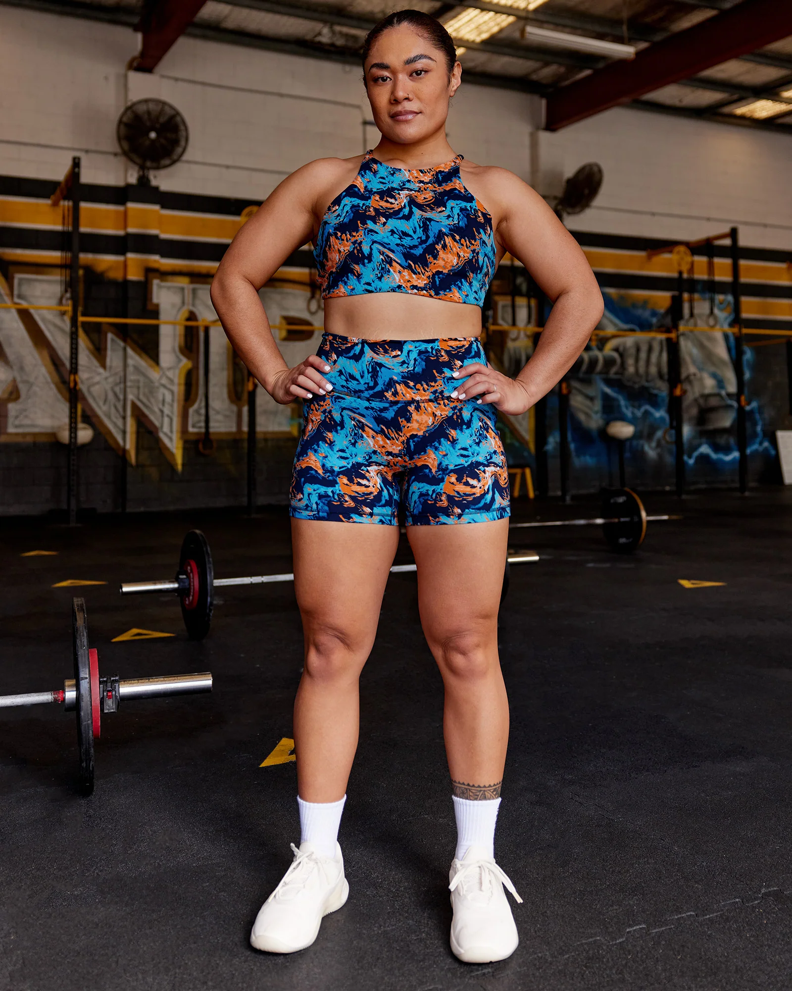 AMRAP High Neck Sports Bra - React Print