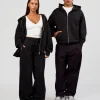 Base Zip Through Oversized Hoodie - Black