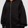 Base Zip Through Oversized Hoodie - Black