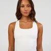 Flame Ribbed Tank - White
