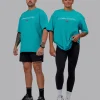 1% Better FLXCotton Tee Oversize - Blue Bird-White