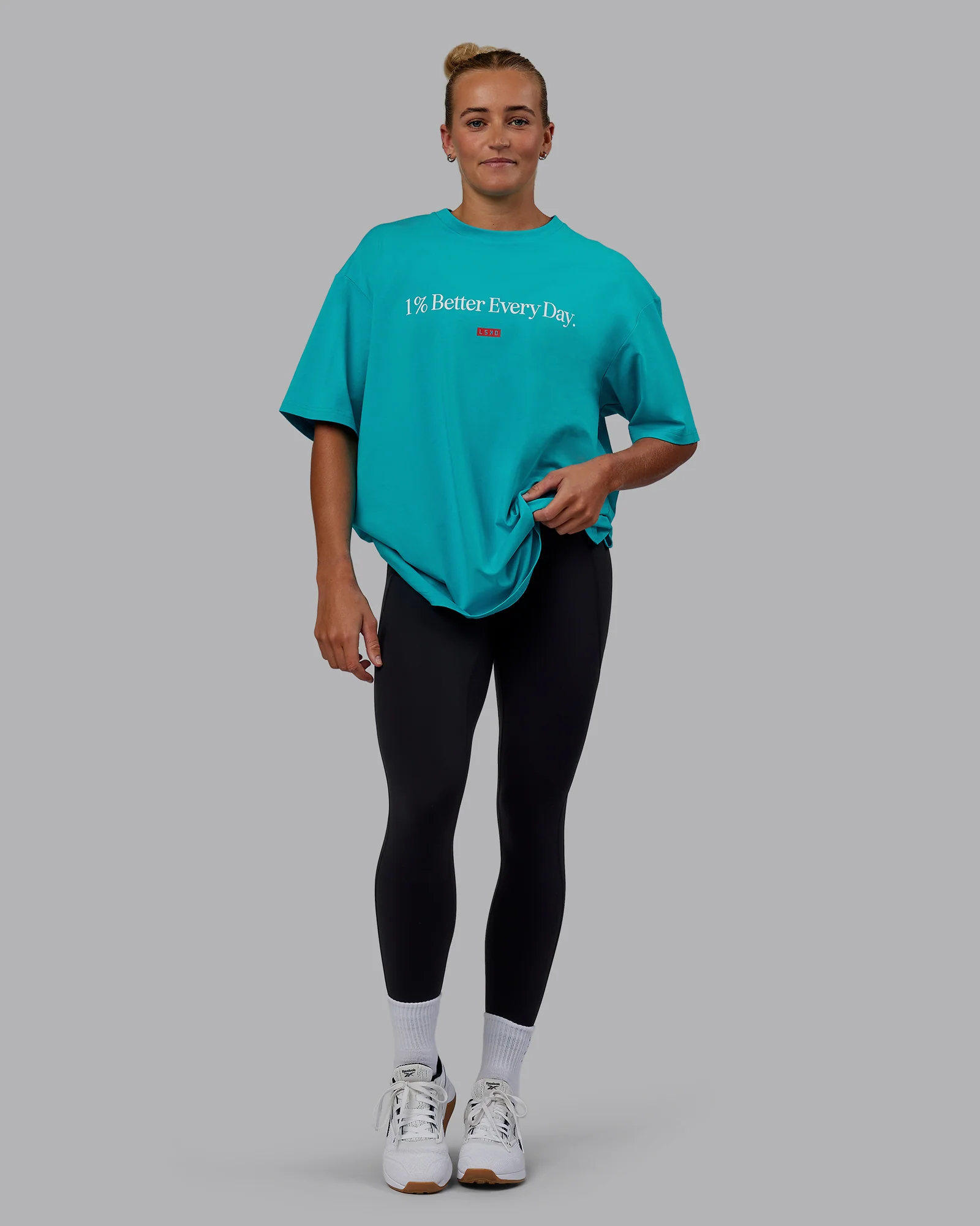 1% Better FLXCotton Tee Oversize - Blue Bird-White