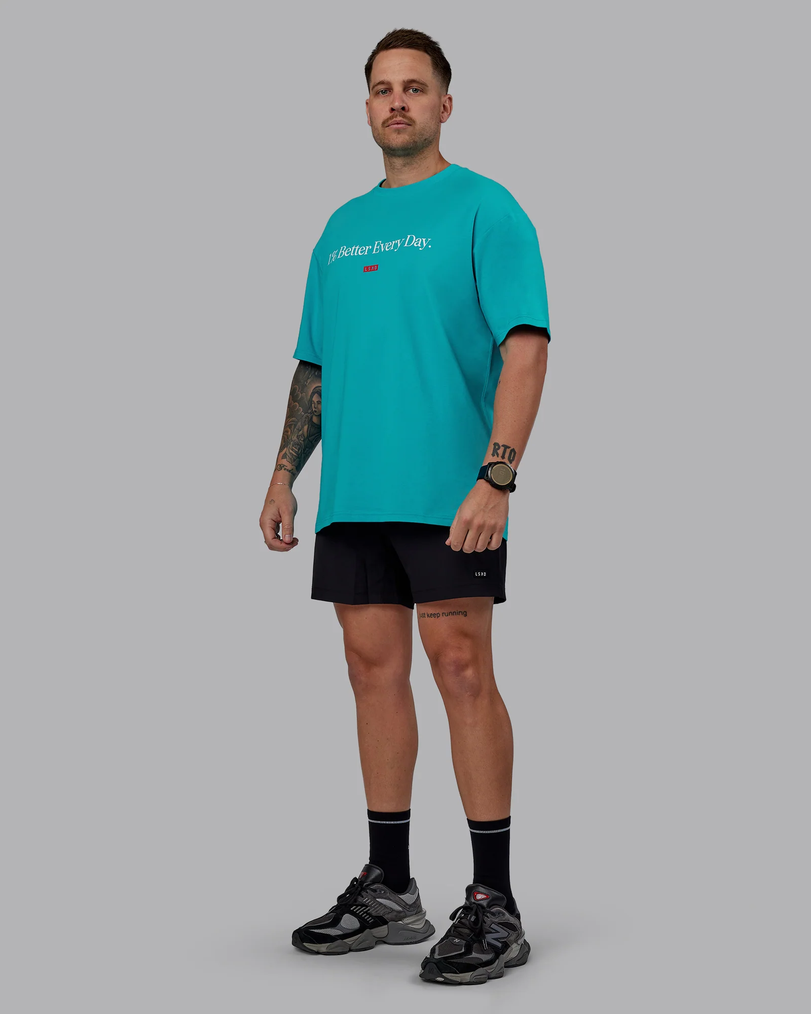 1% Better FLXCotton Tee Oversize - Blue Bird-White