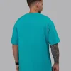 1% Better FLXCotton Tee Oversize - Blue Bird-White