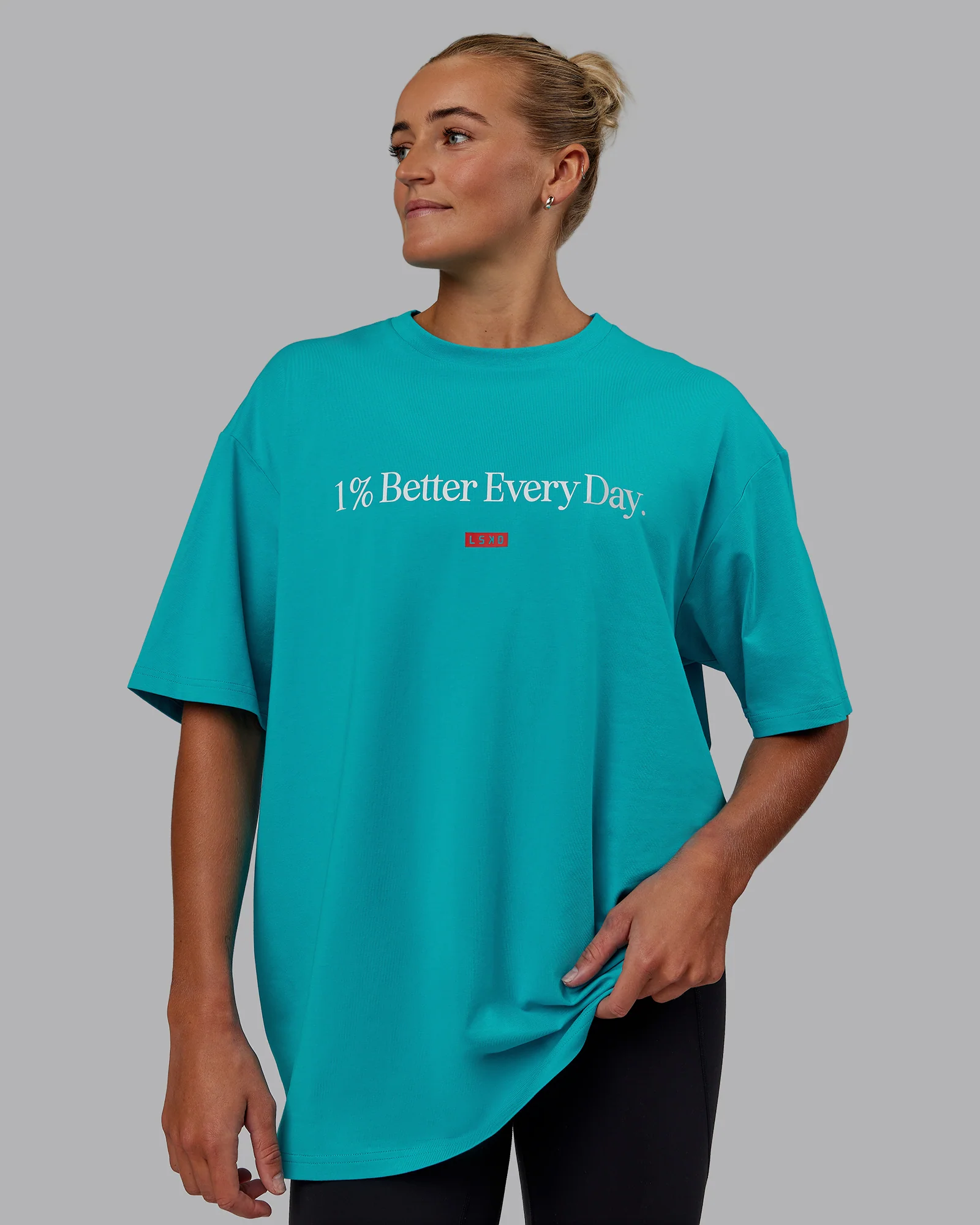 1% Better FLXCotton Tee Oversize - Blue Bird-White